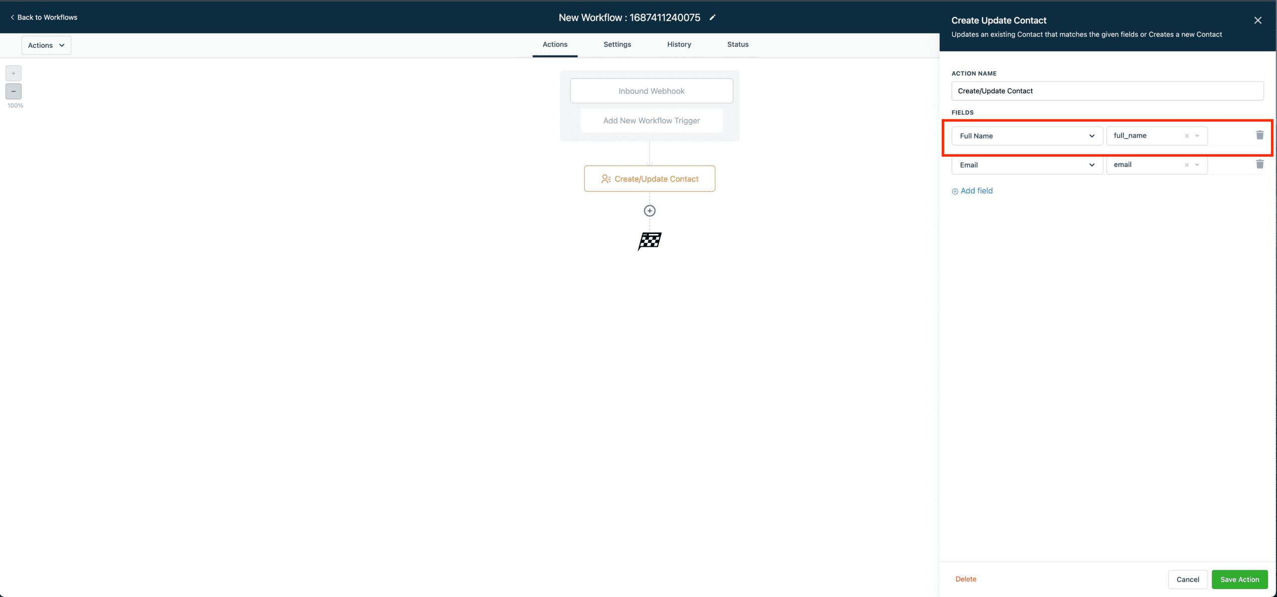 Full Name Mapping in Inbound Webhook