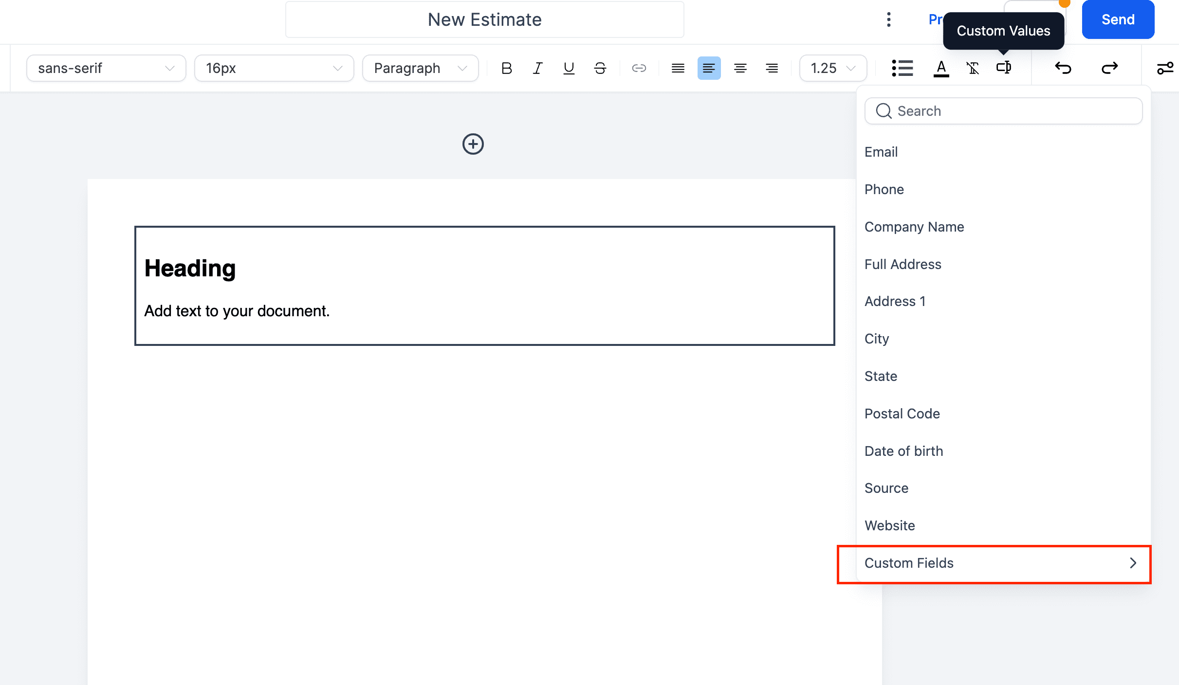 Data populated in preview link