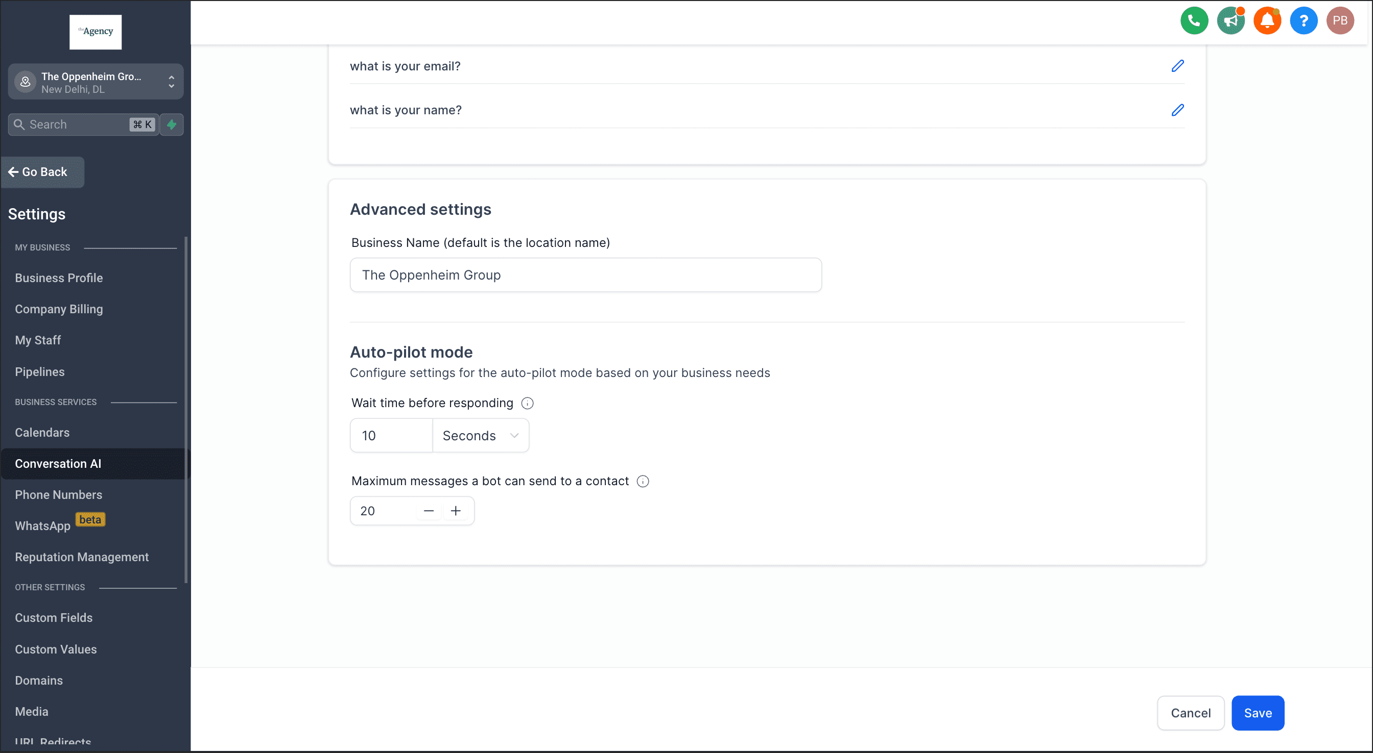 Advanced settings screenshot