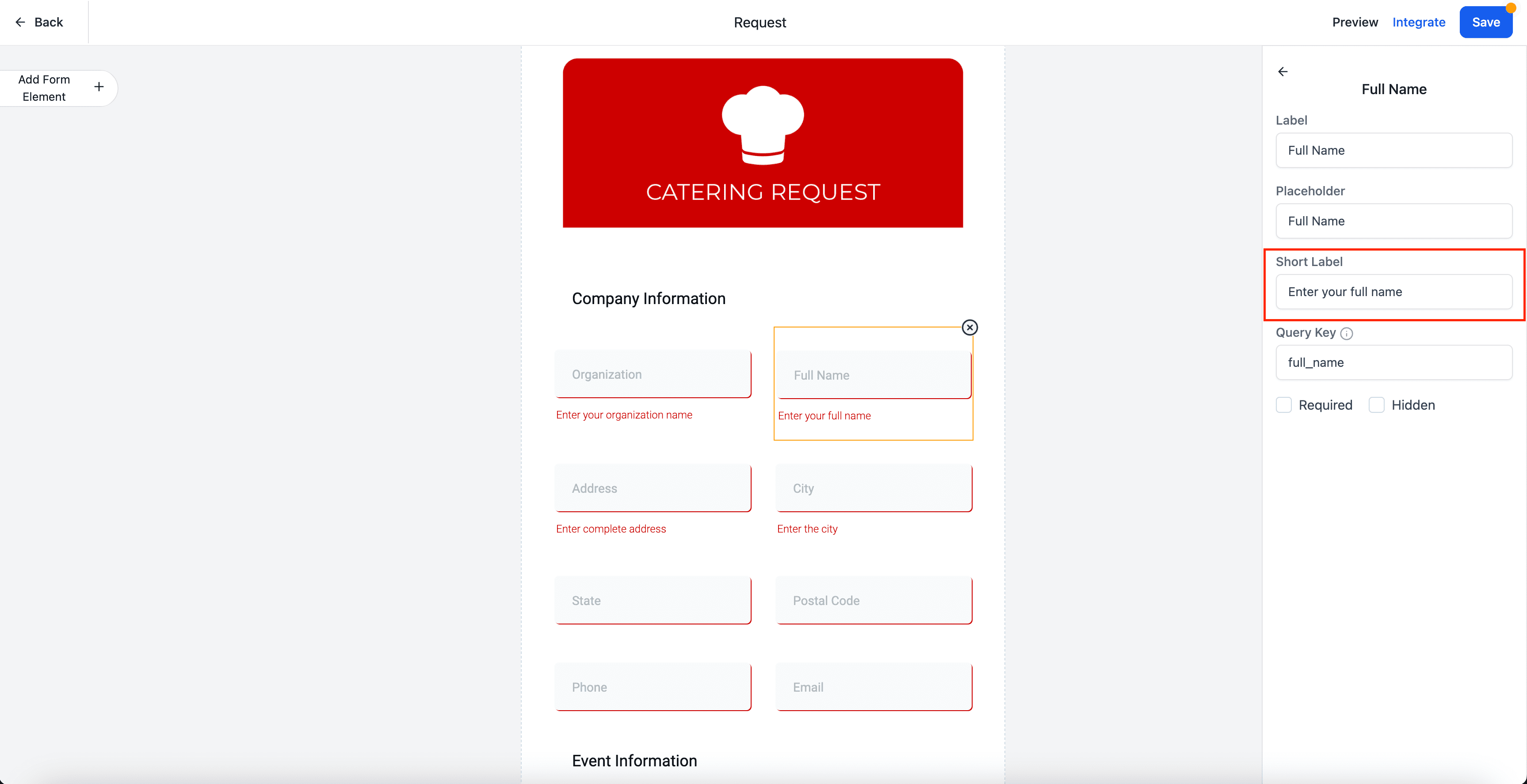 Short Label Input