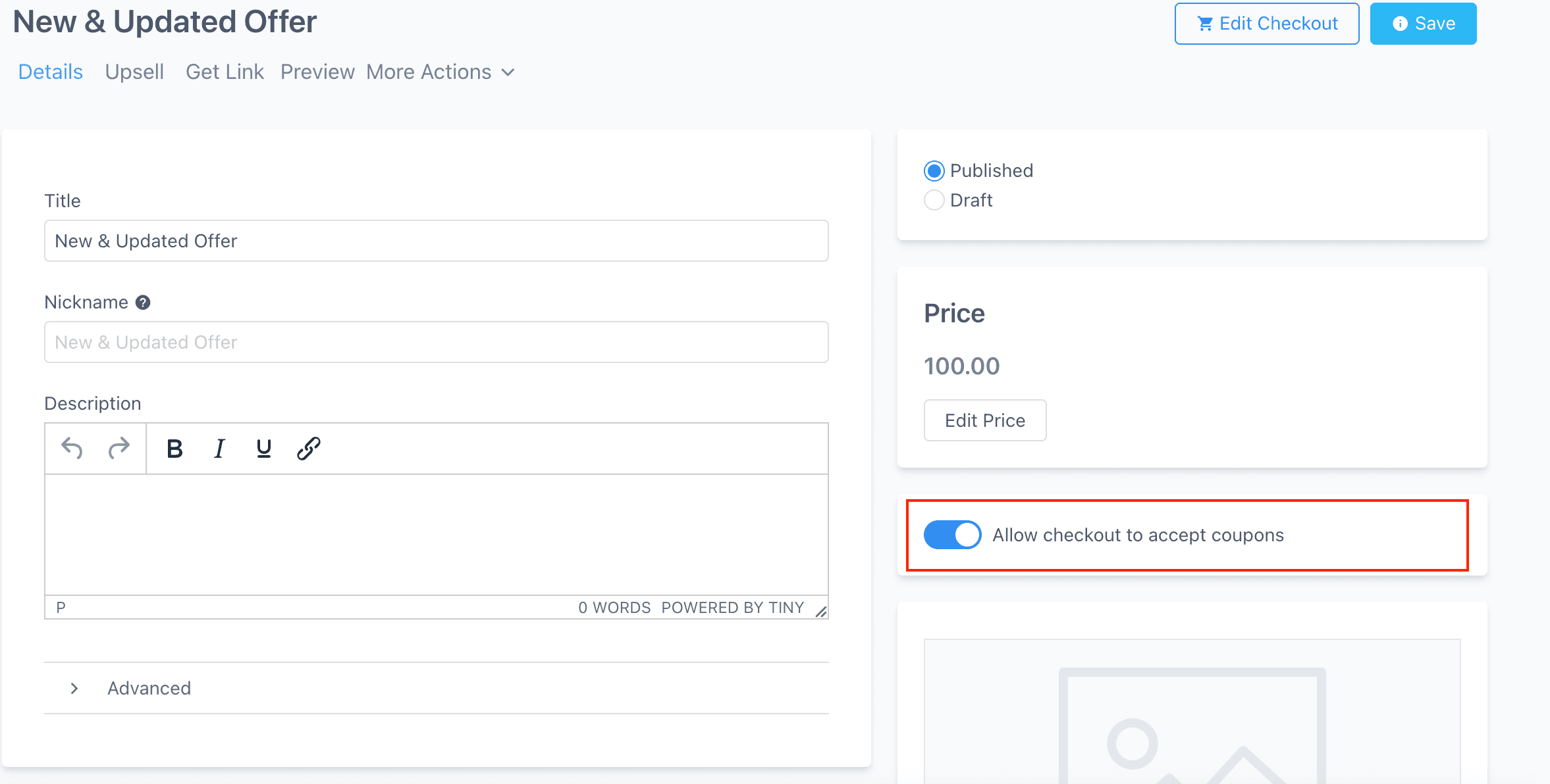 coupon interface