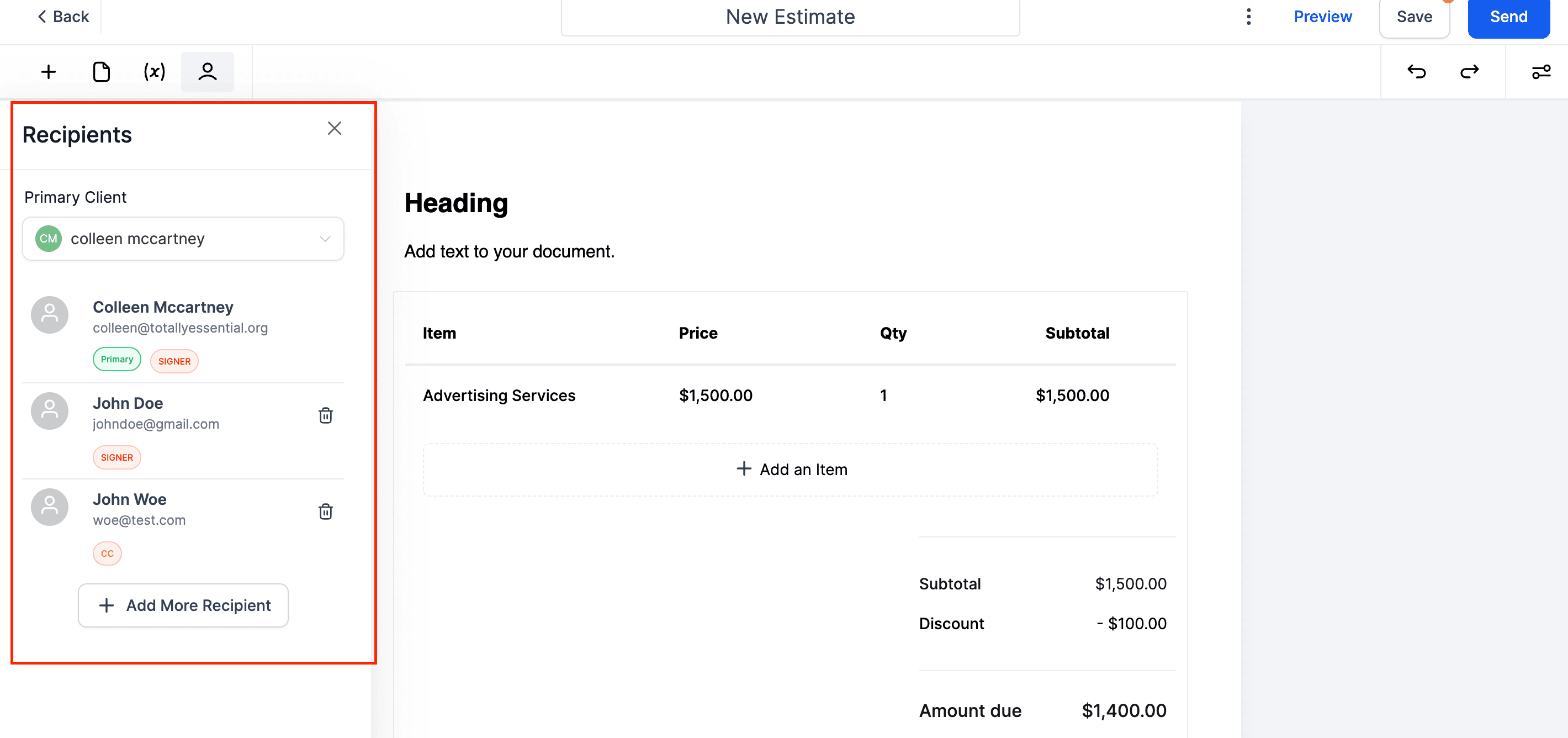 Multiple recipient support on Proposals
