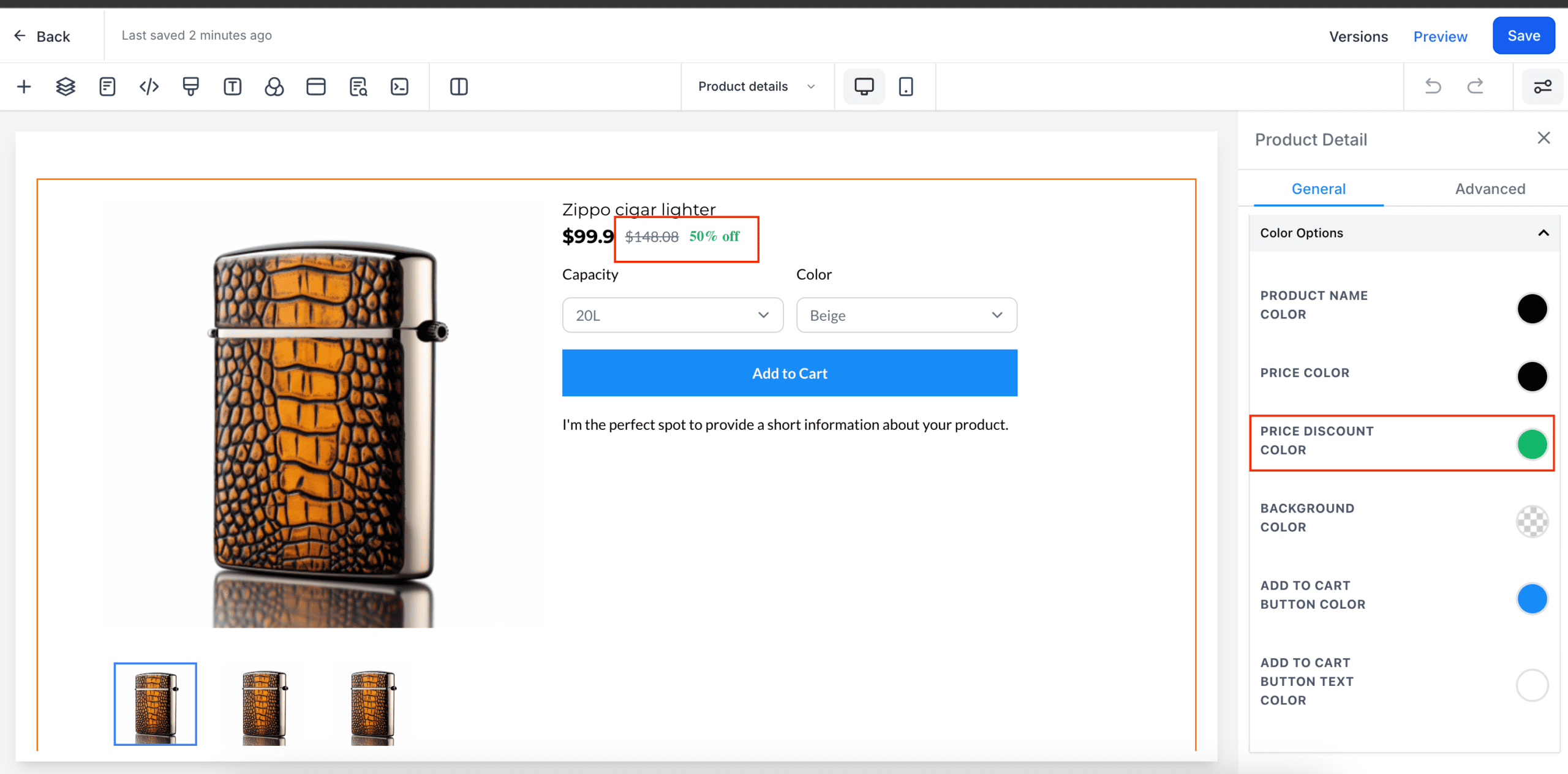 Display of Compare at Price