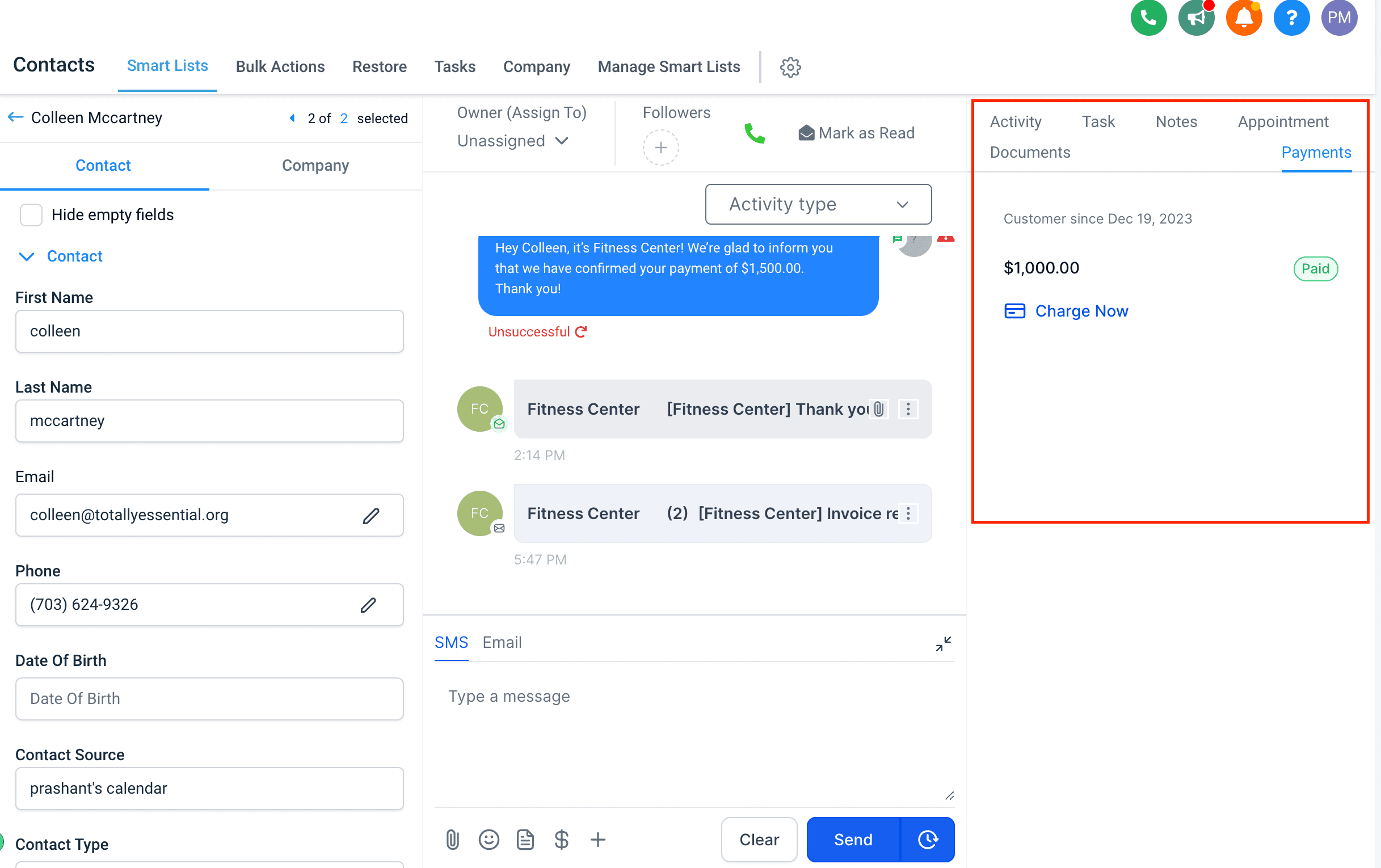Screenshot showing Payment Flow