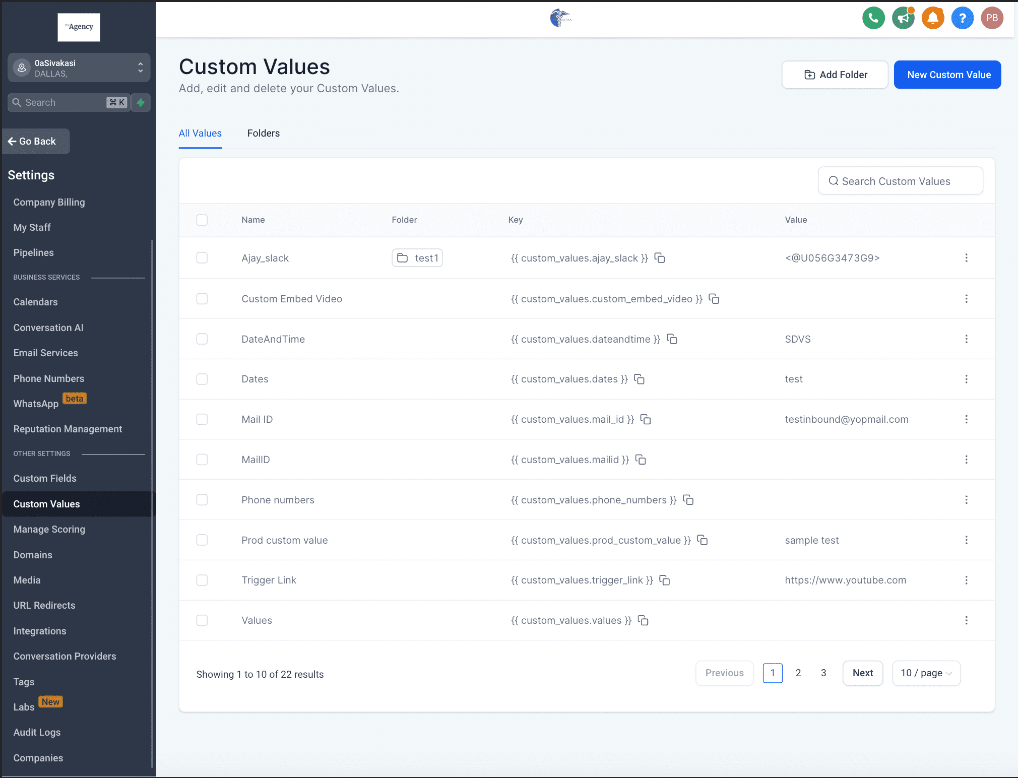 Organizing your custom values