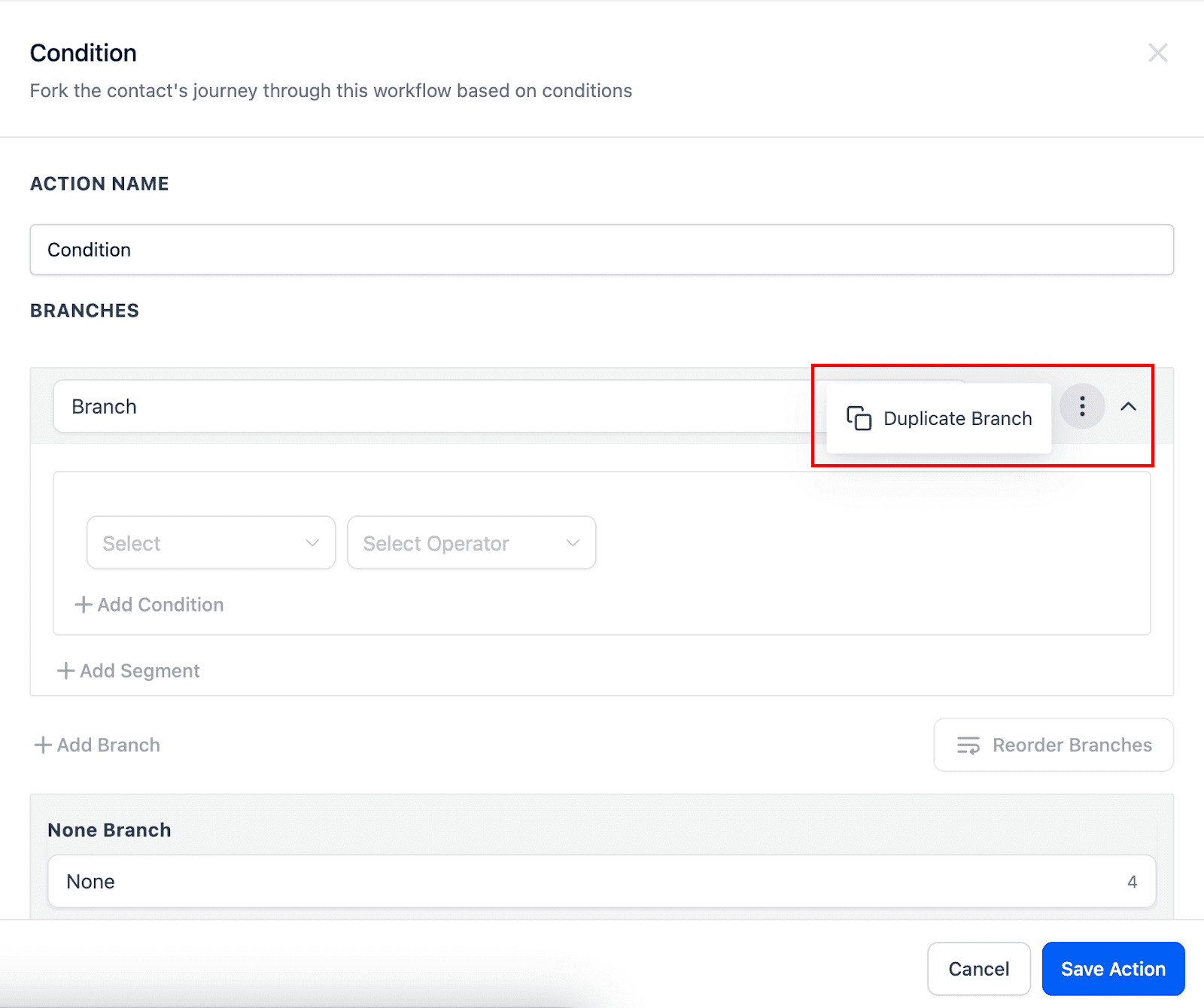 Duplicate Branch Option