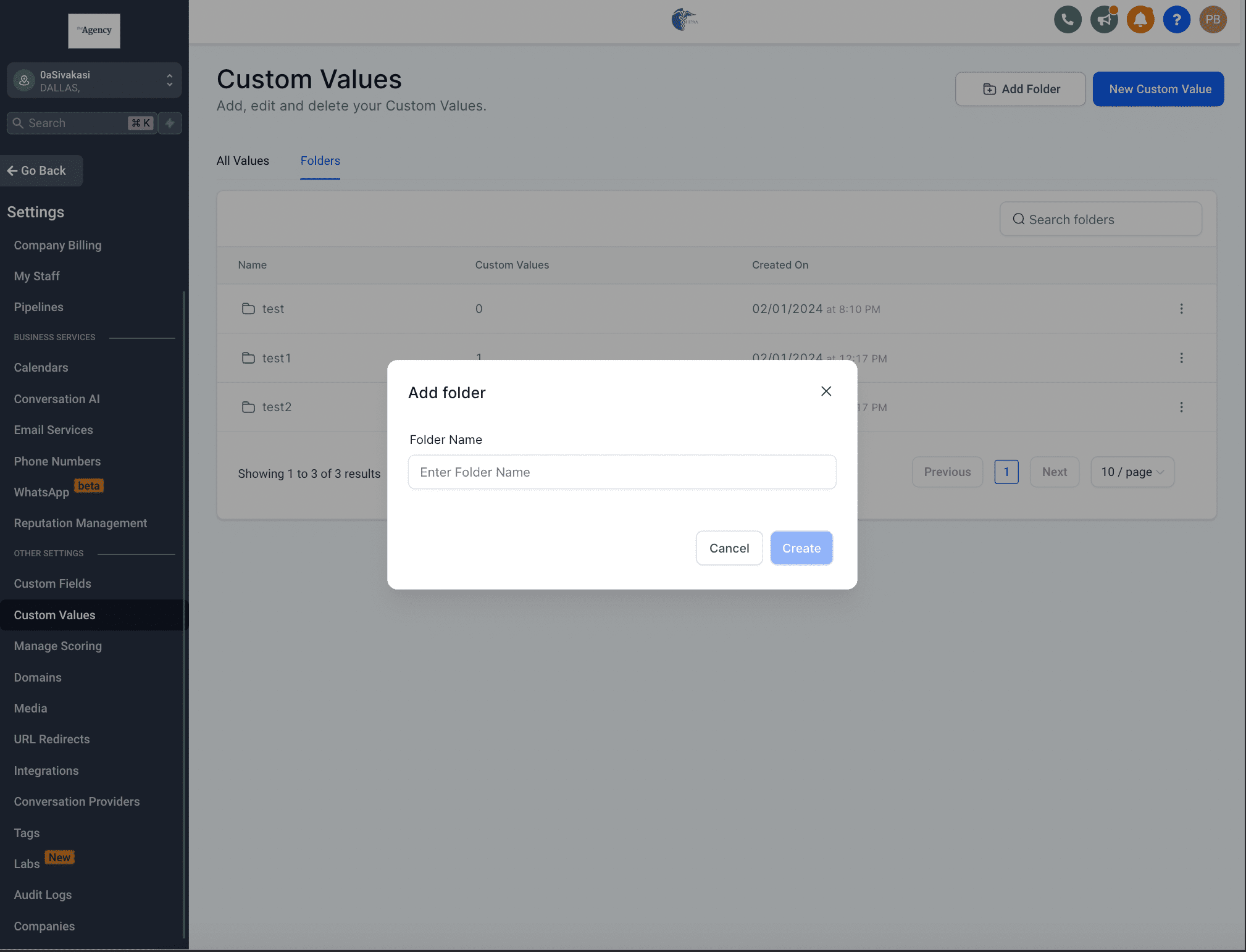 Adding values to your folders