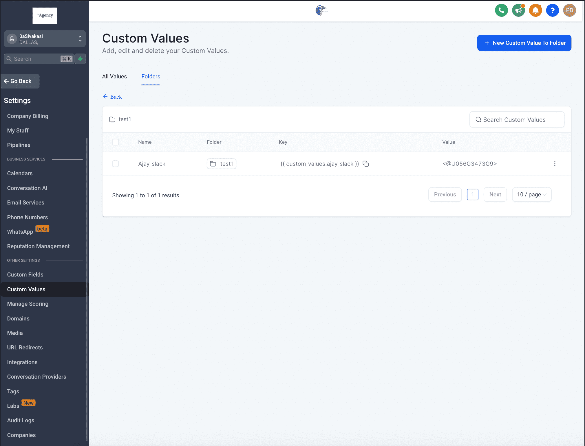 Custom Values existing independently