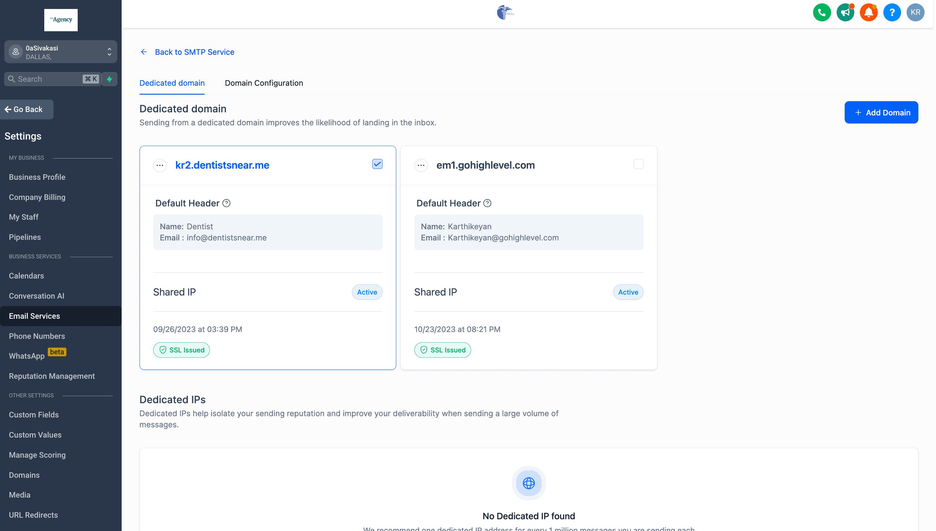 Aligned Email Sending