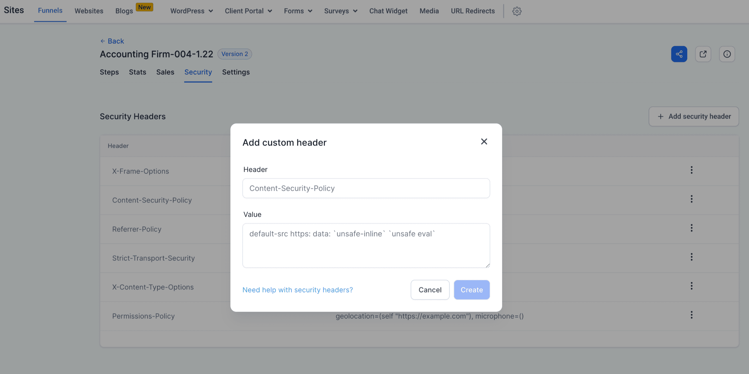 Security Tab