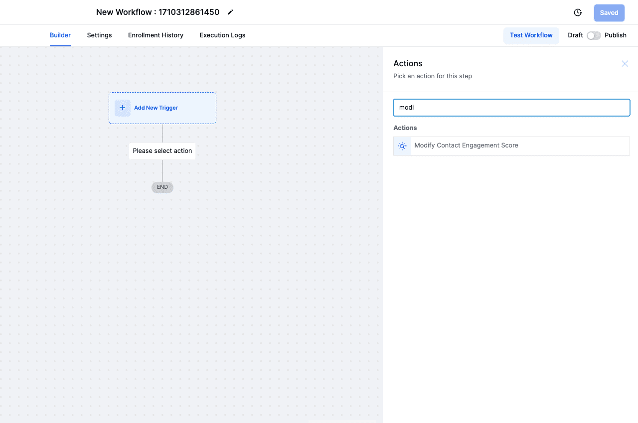 Modify Contact Engagement Score Action