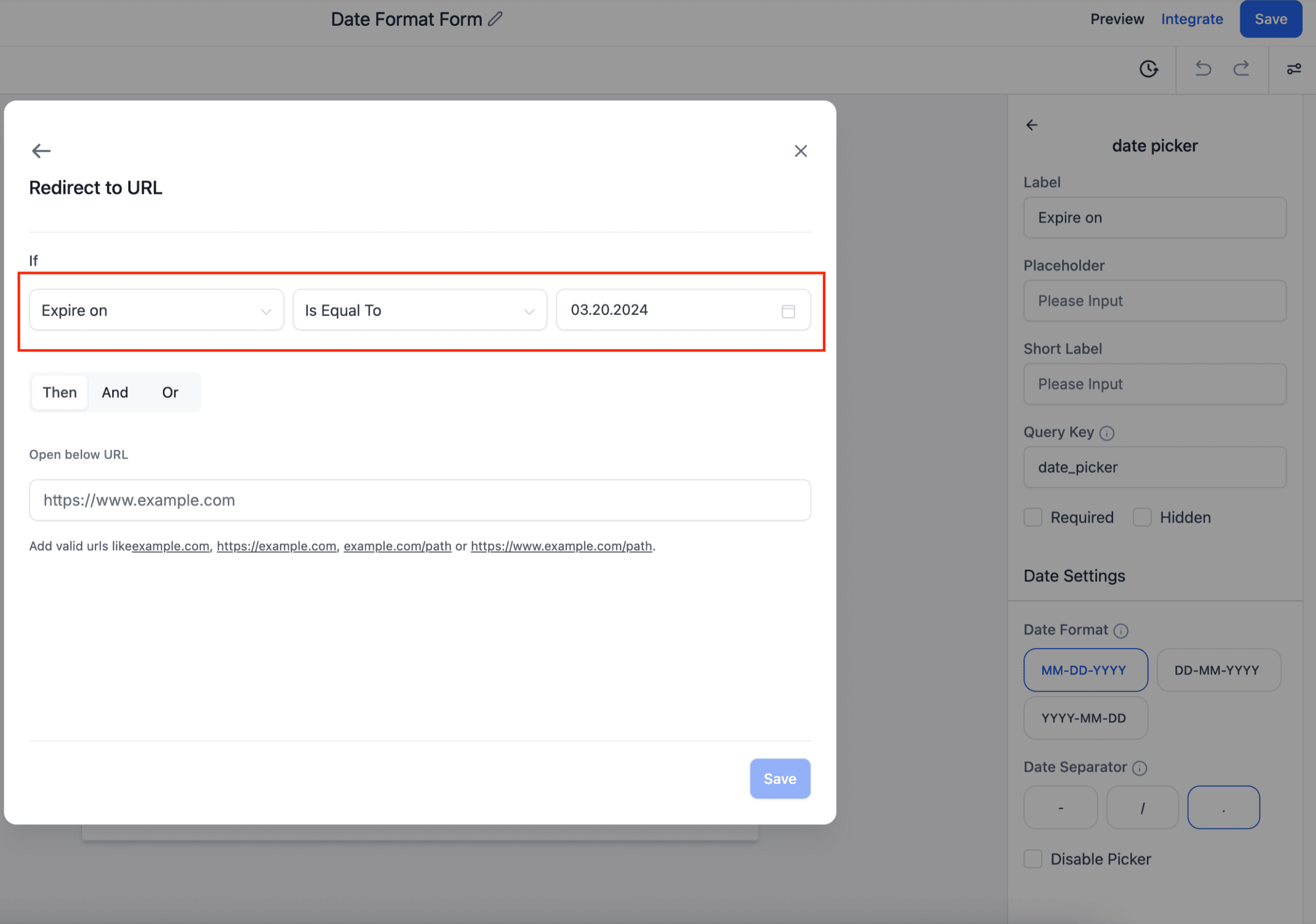 Date Format and Separator Selection