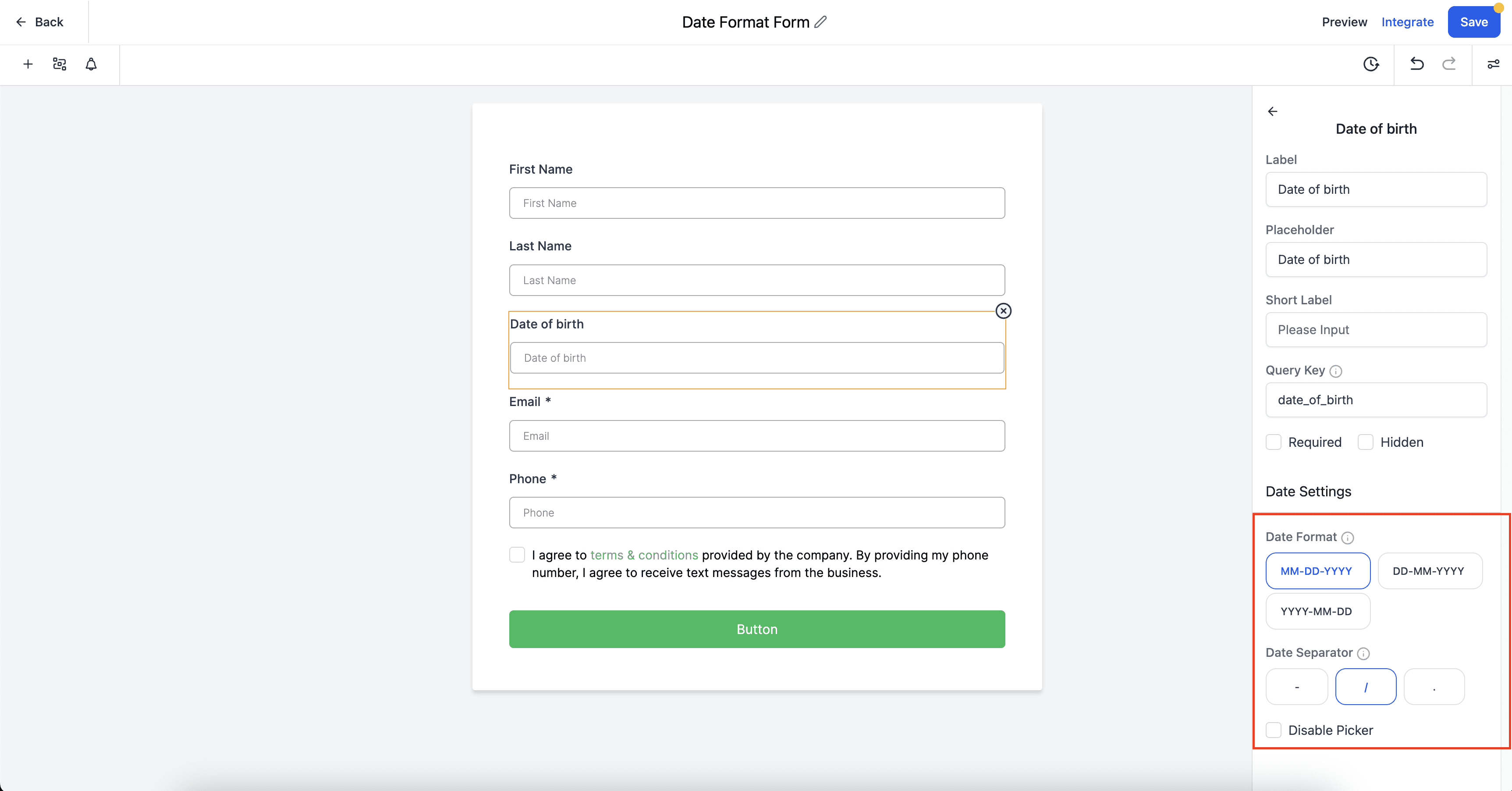 Improved Date Format Selector
