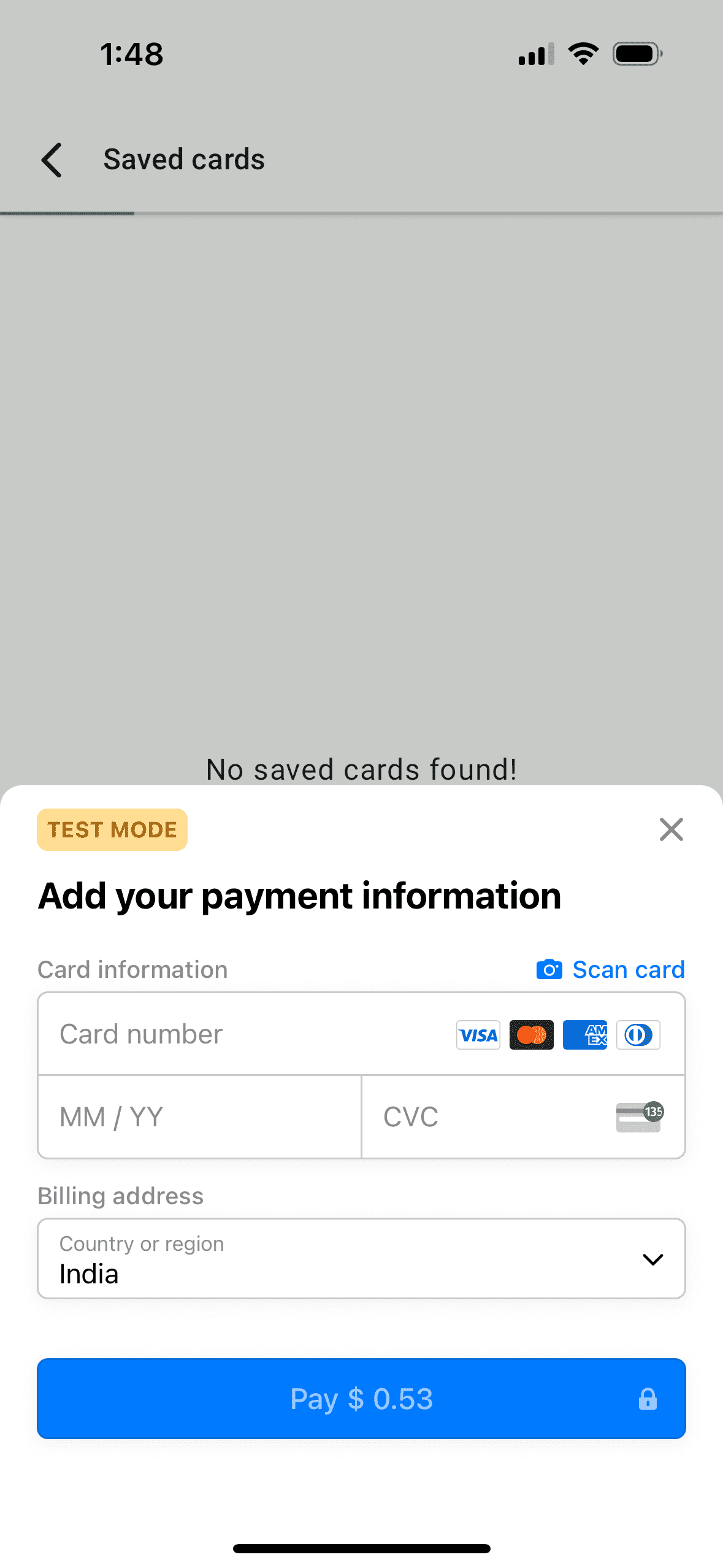 Card payment Example Image
