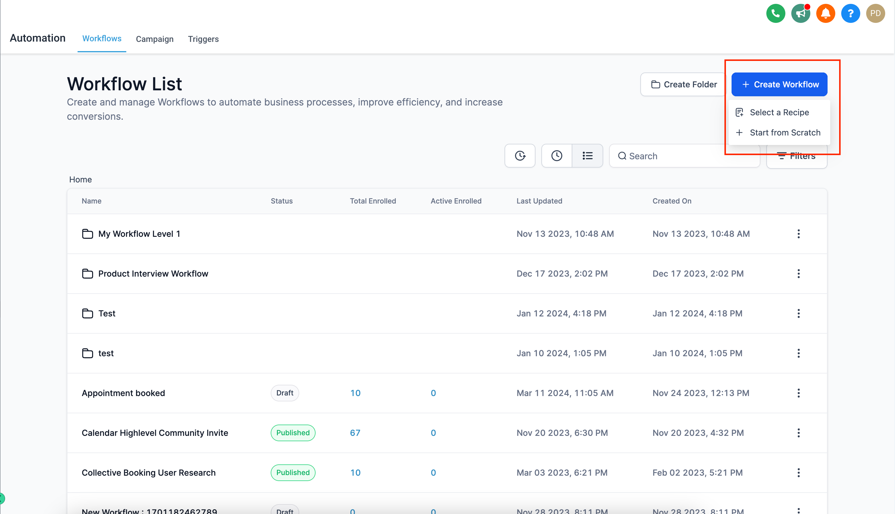 Create Workflow Options