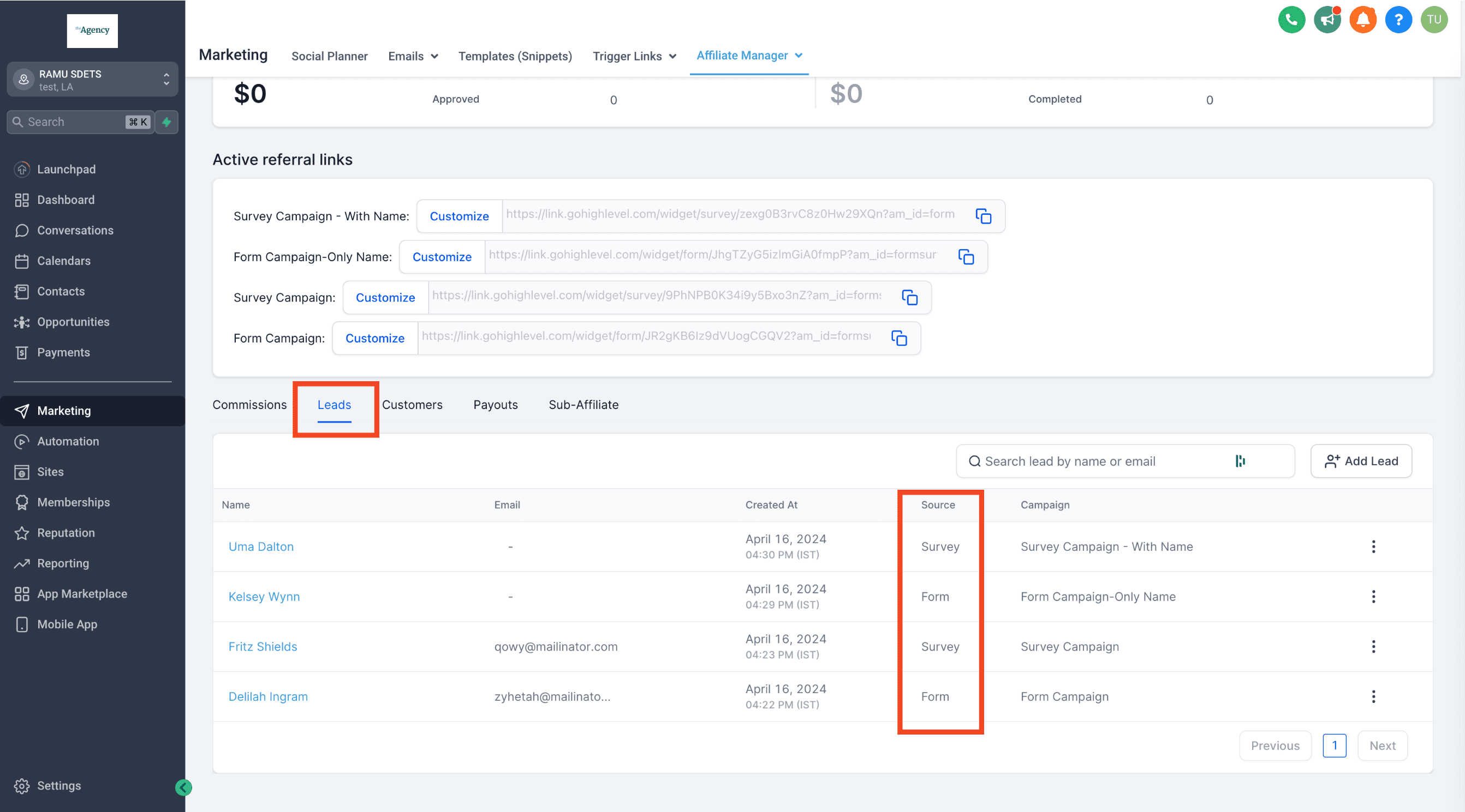 Image example of settings