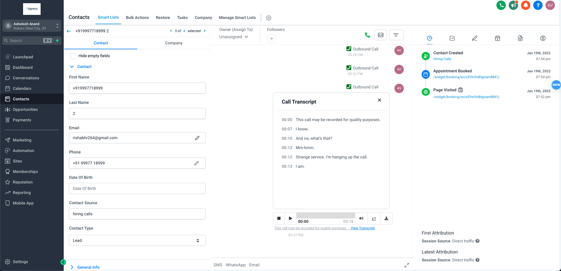call transcription feature