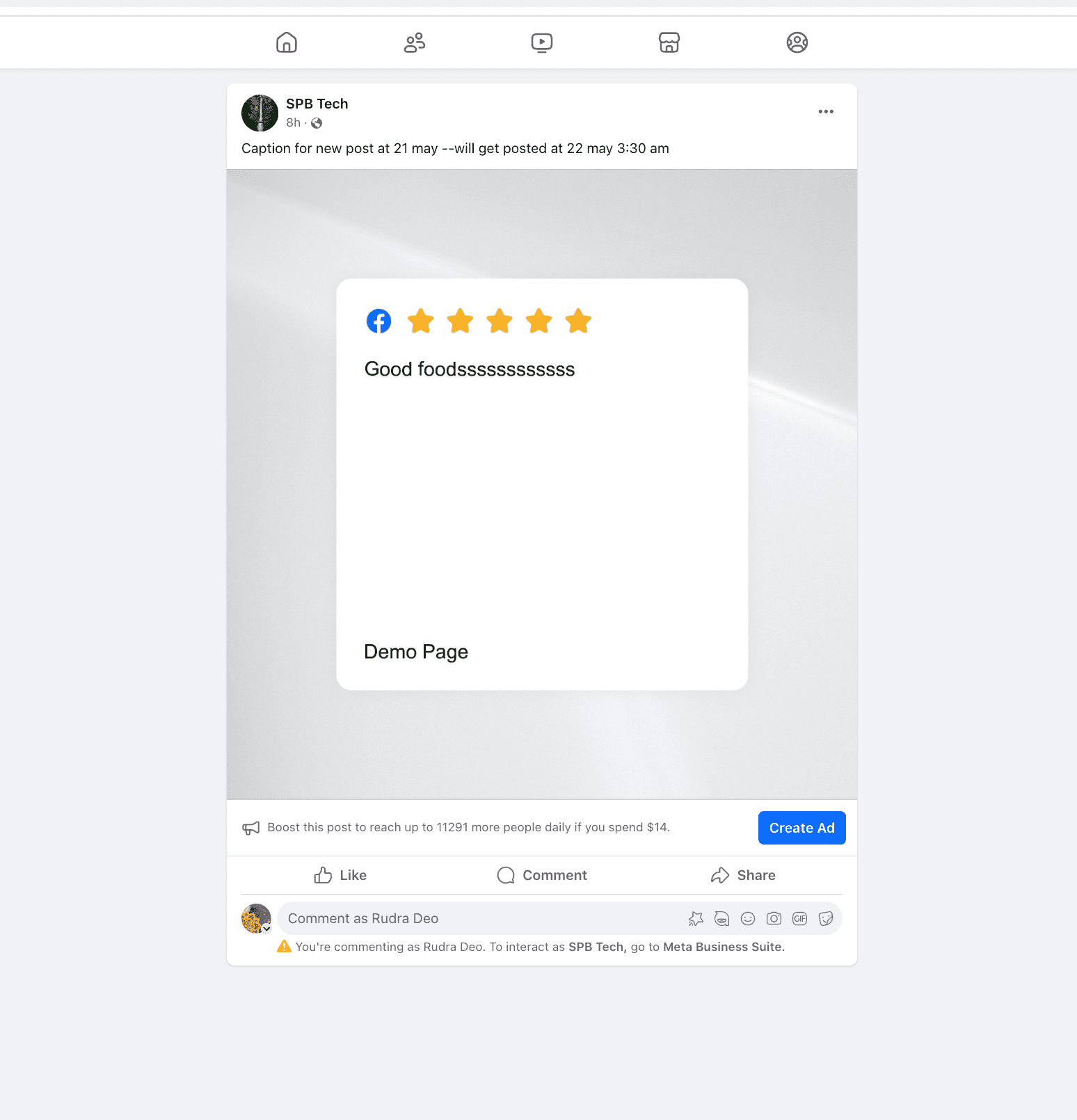 Published Post with Caption