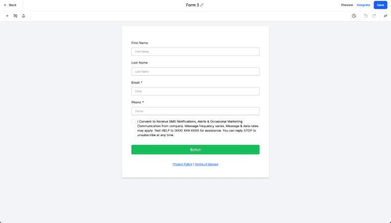 Web form for personal contact information submission.