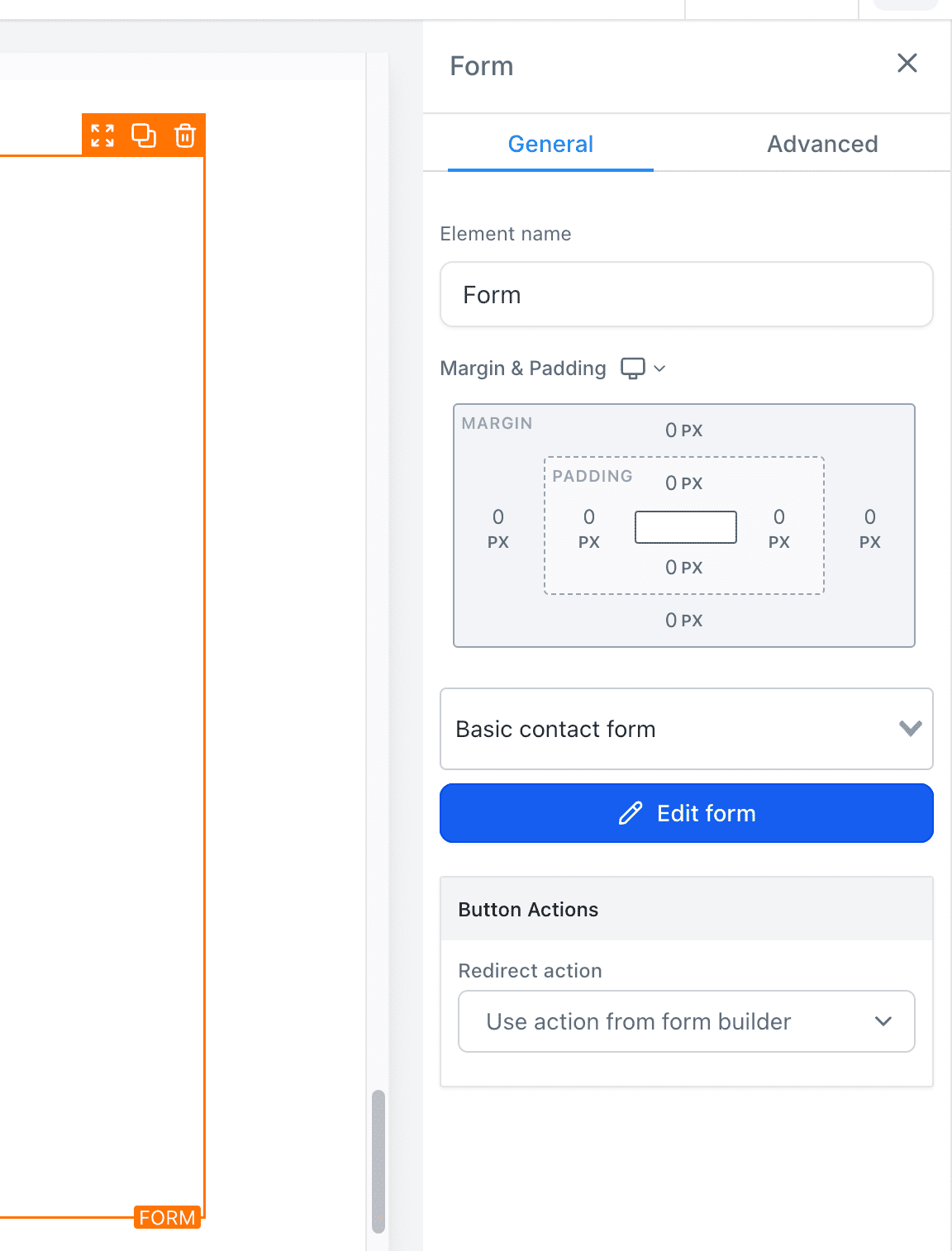 Form and survey edit button view
