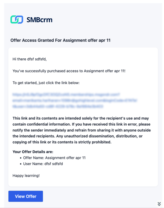 2d7b54d0e70a867cfced2ce79a979f04 Screenshot of an offer access email for an assignment.