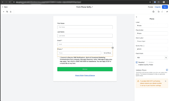 3 (3) Screenshot of a phone verification web form interface