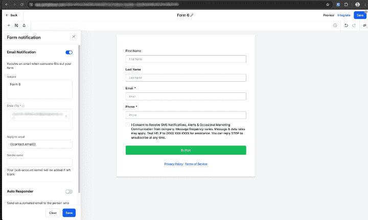 Screenshot of an online form interface on a computer