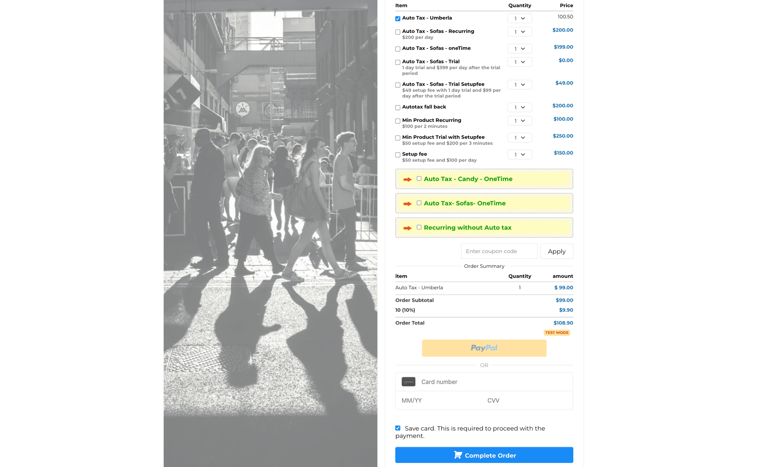 Payment Options Screenshot