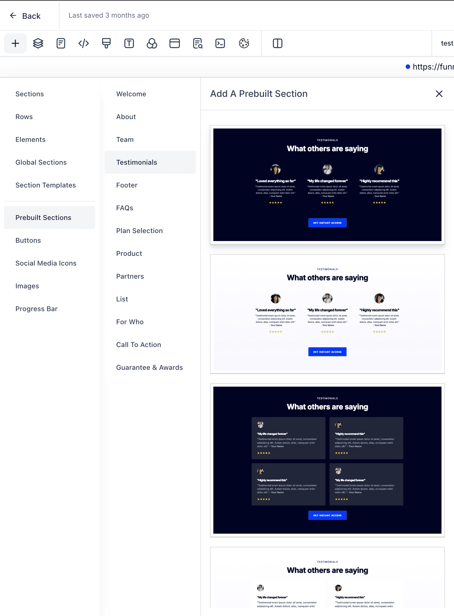 Customizable Sections