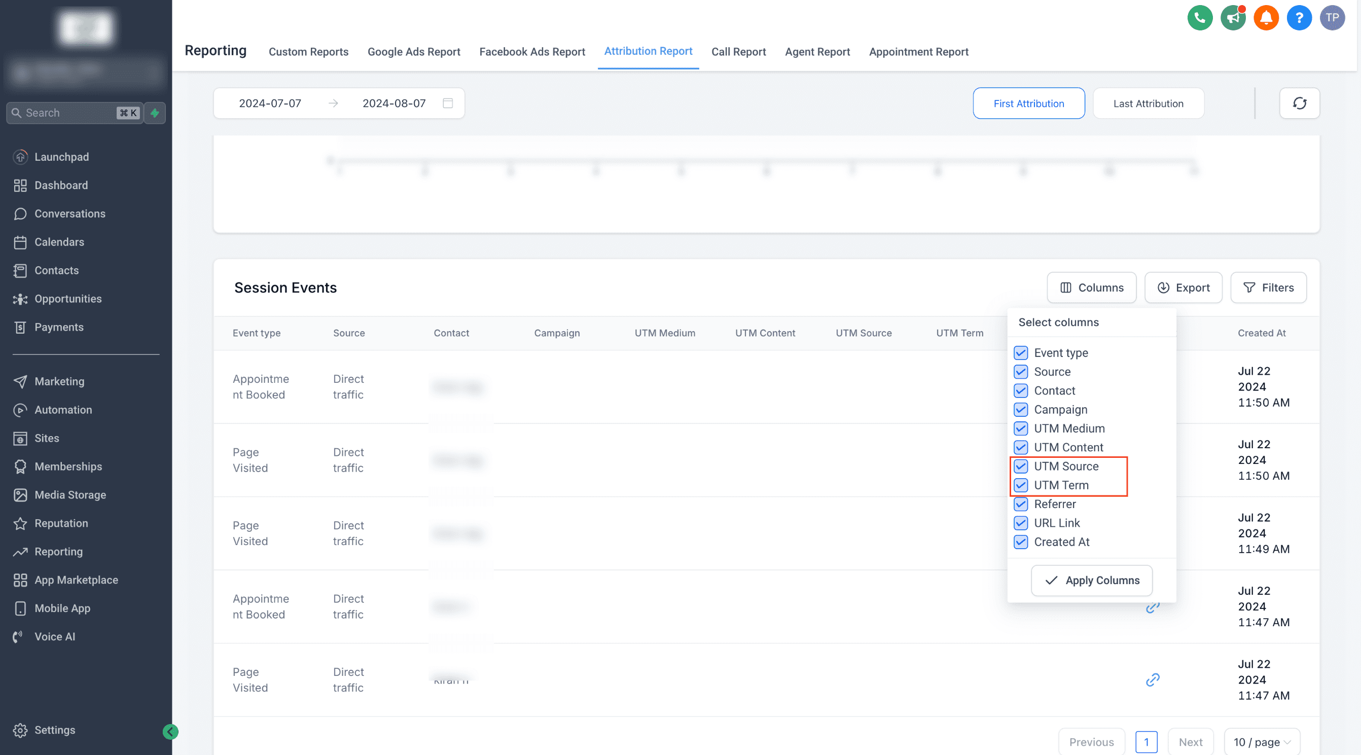 Enhanced Attribution Report Table