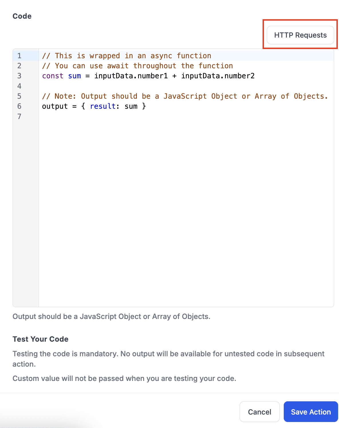 HTTP Request Button