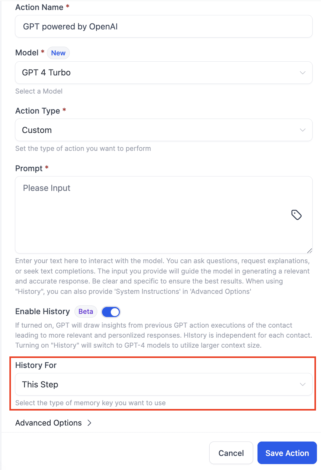 History For Dropdown
