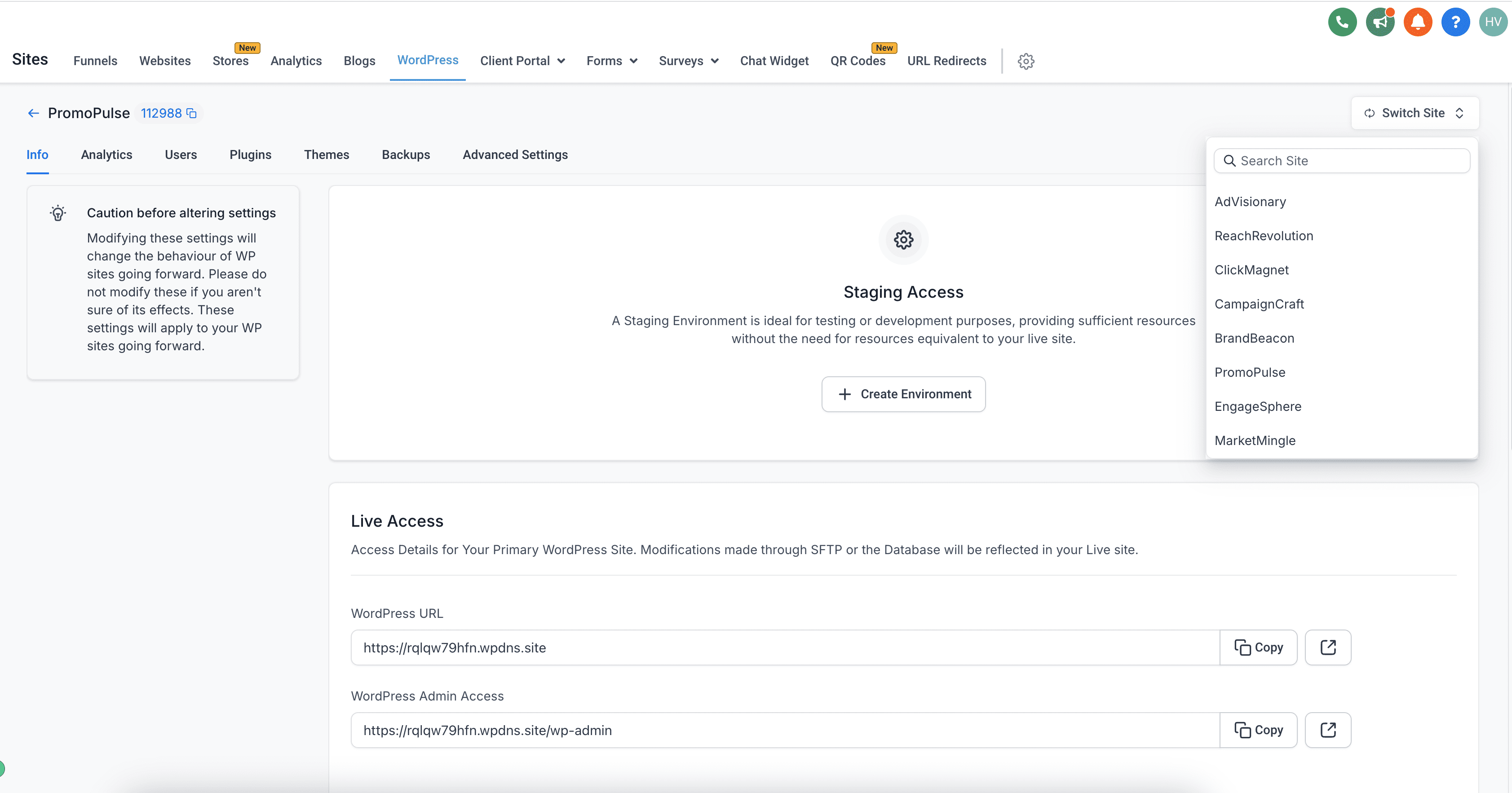 Easy Site Switching