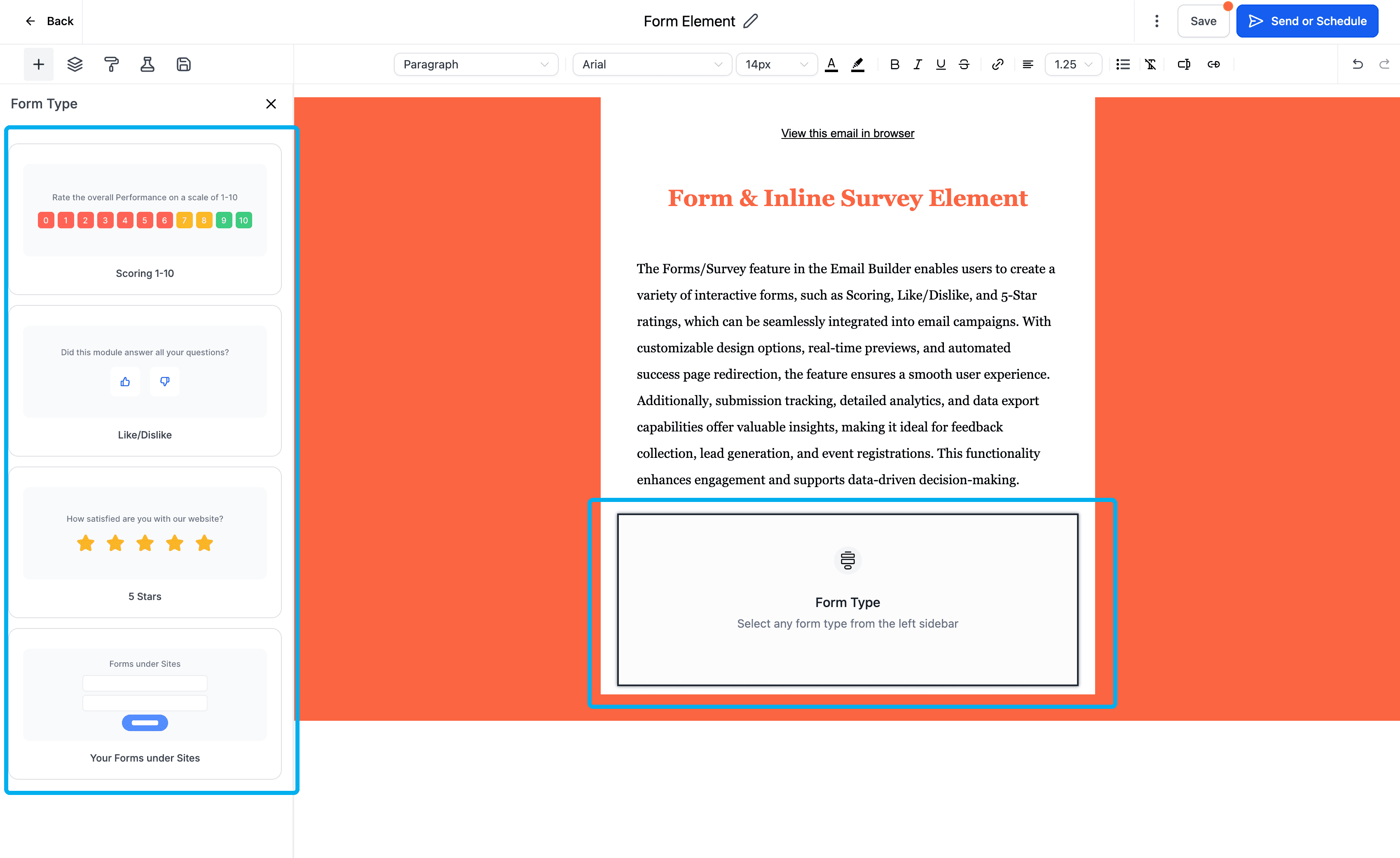 Selecting feedback type