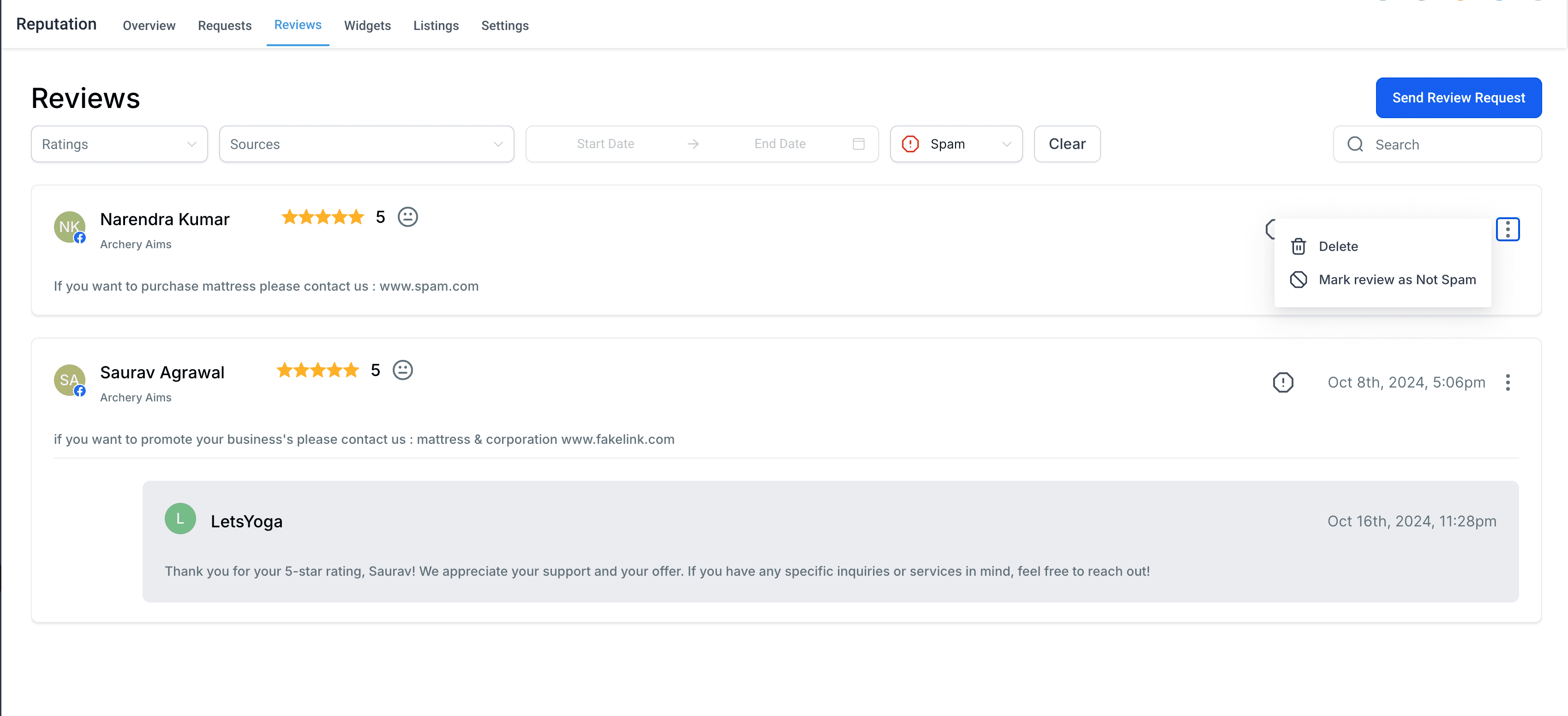 Review Management Dashboard