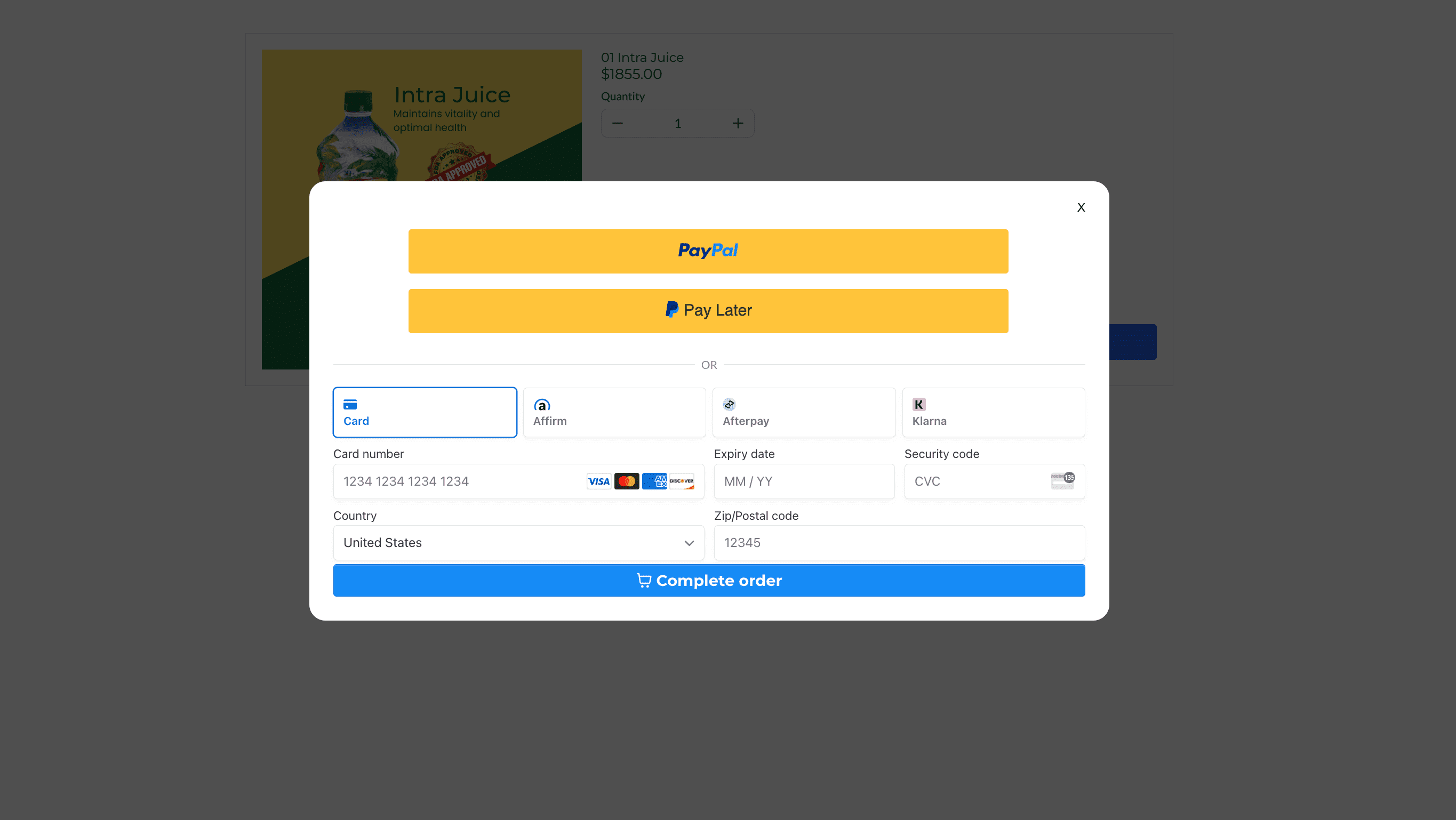 PayPal Integration Screenshot