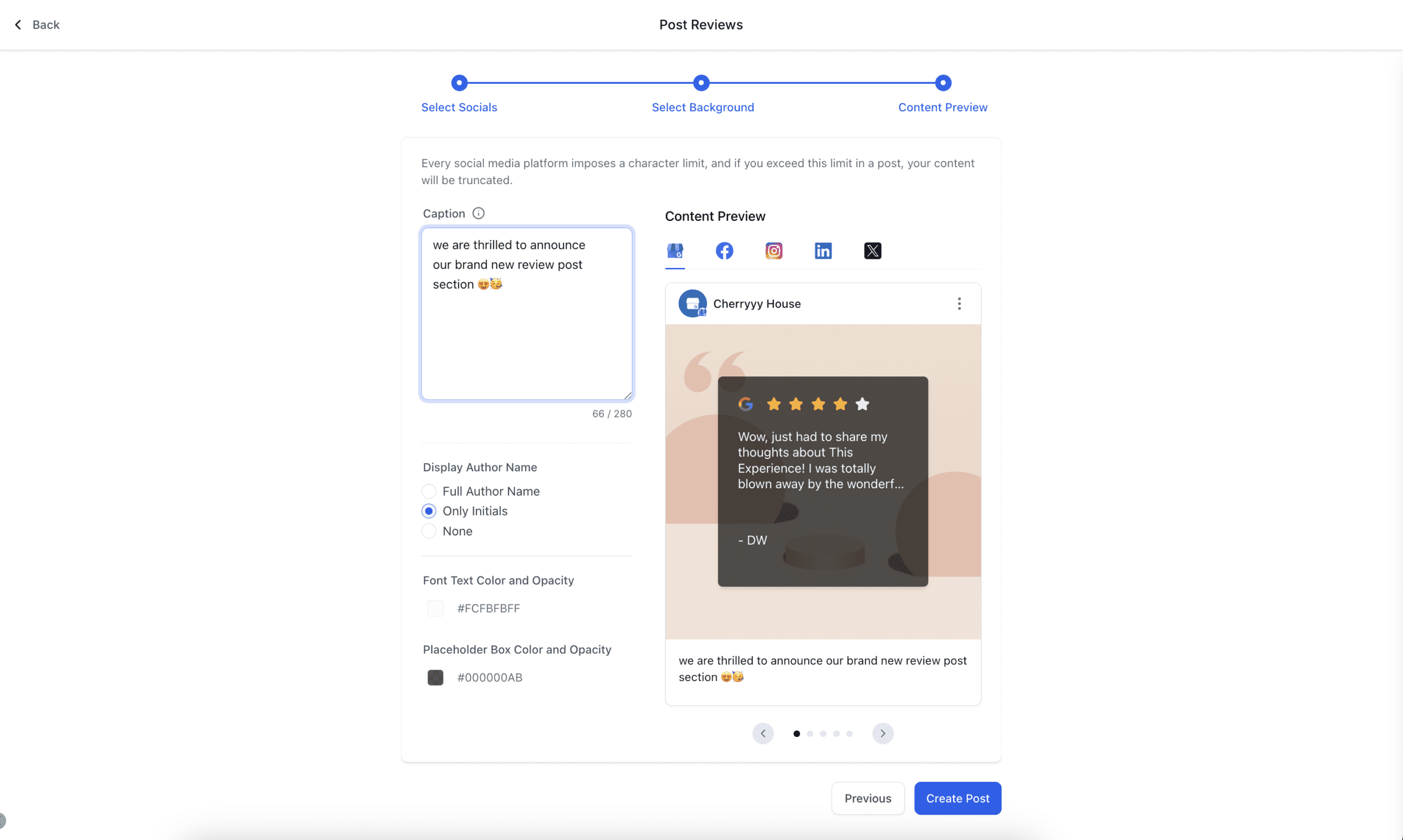 Caption and Styling Options