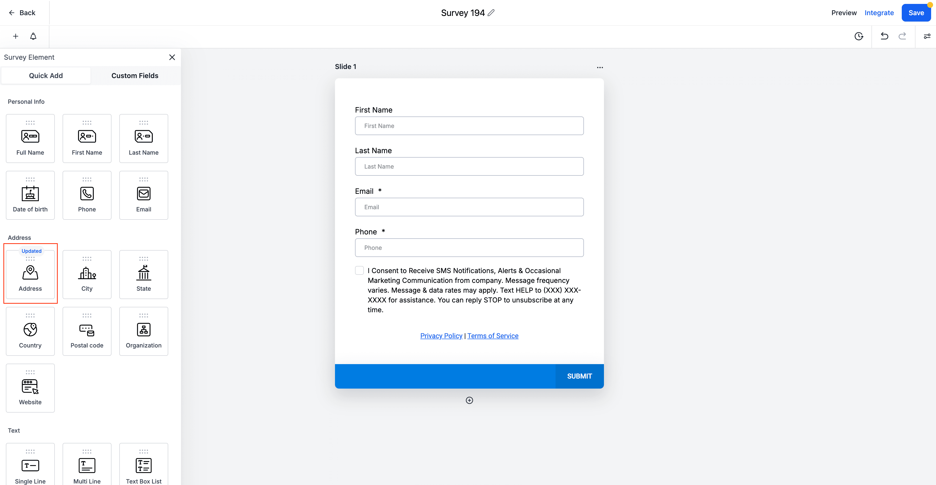 Streamlined Form Input