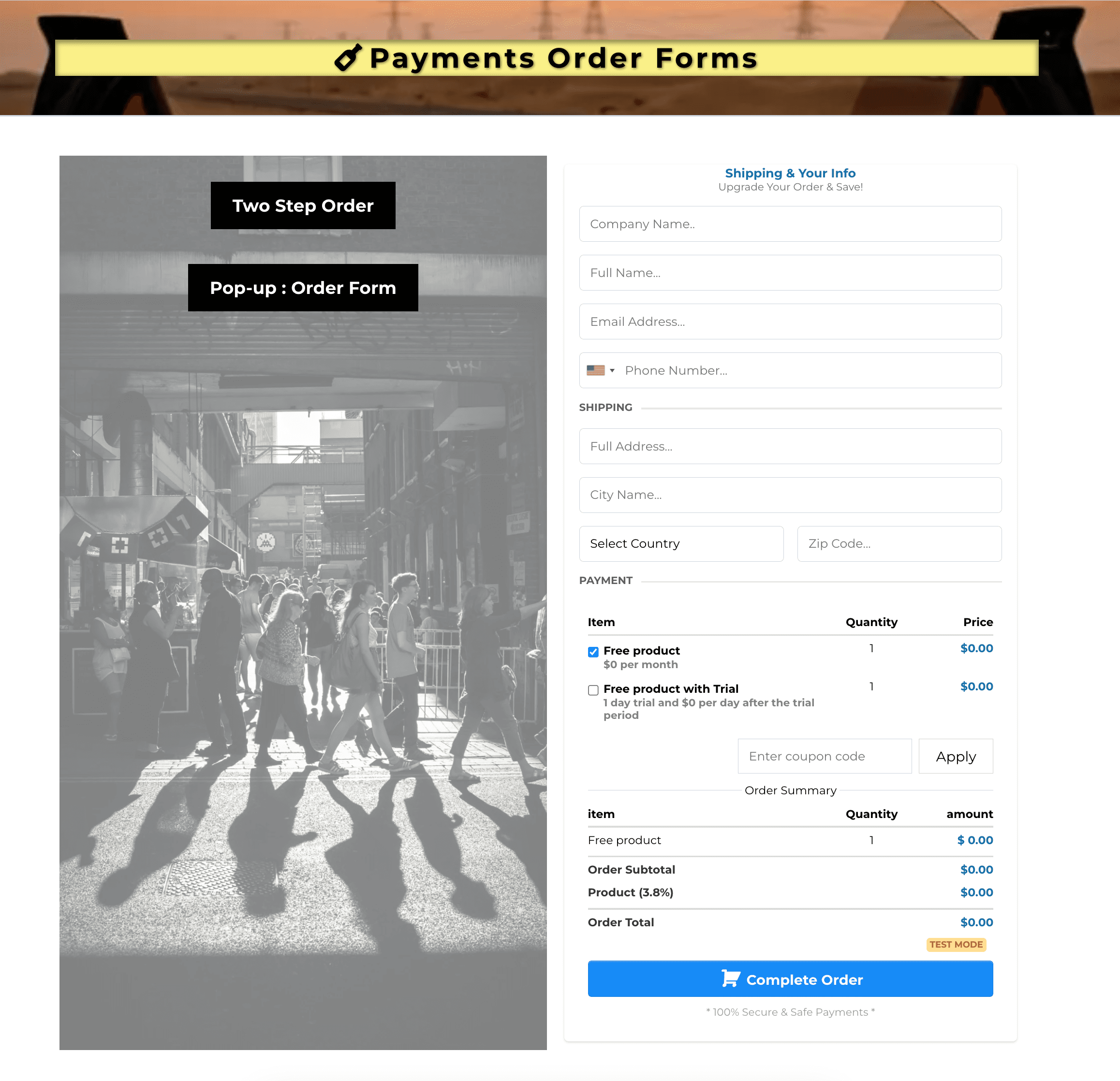 Versatile Order Form Application