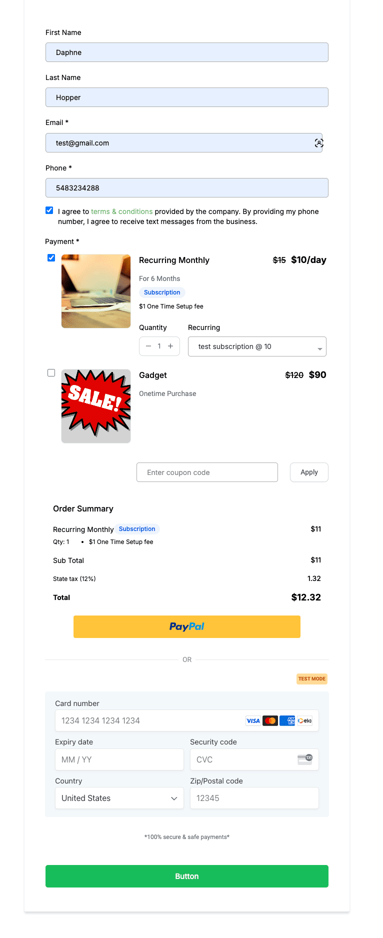 PayPal in Forms and Invoices