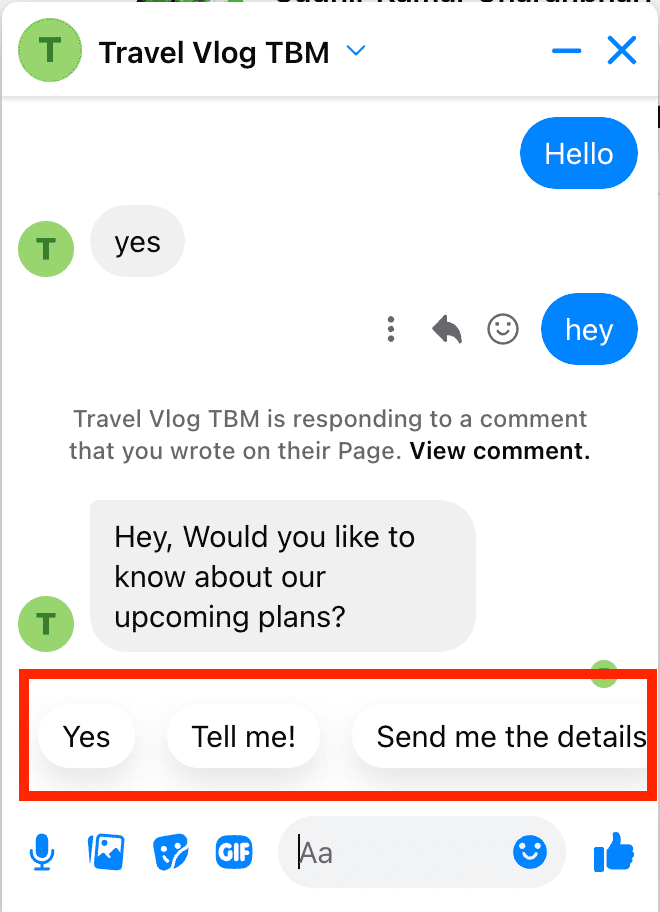 Quick Replies Display