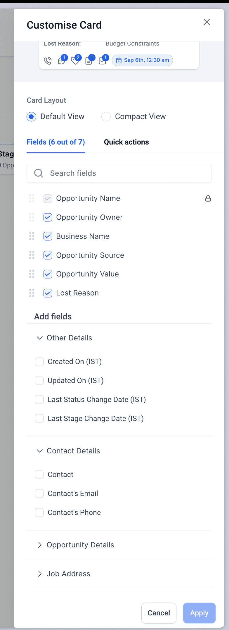 Customize Fields and Counters