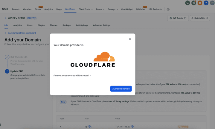 Dashboard Access