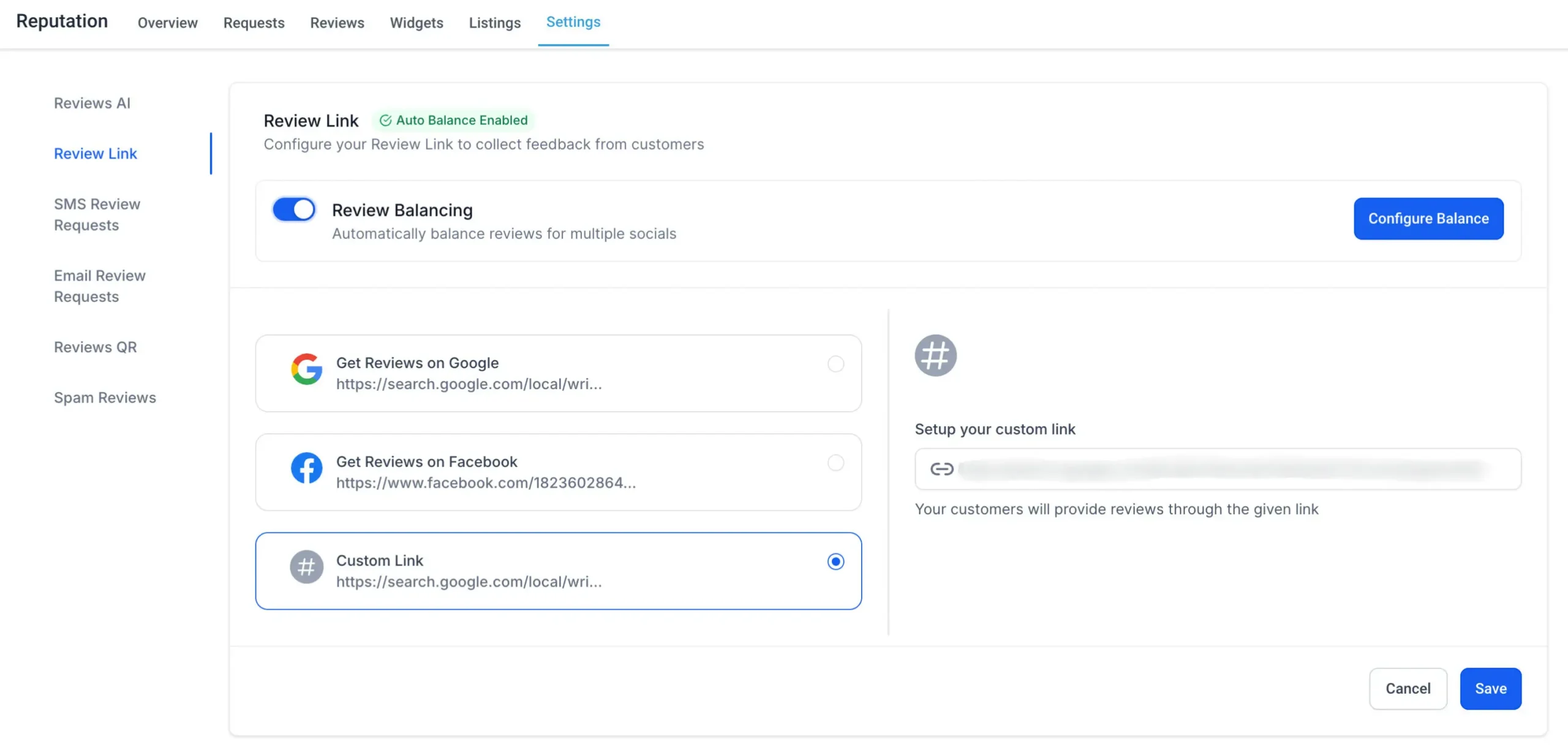 Configure Review Balancing