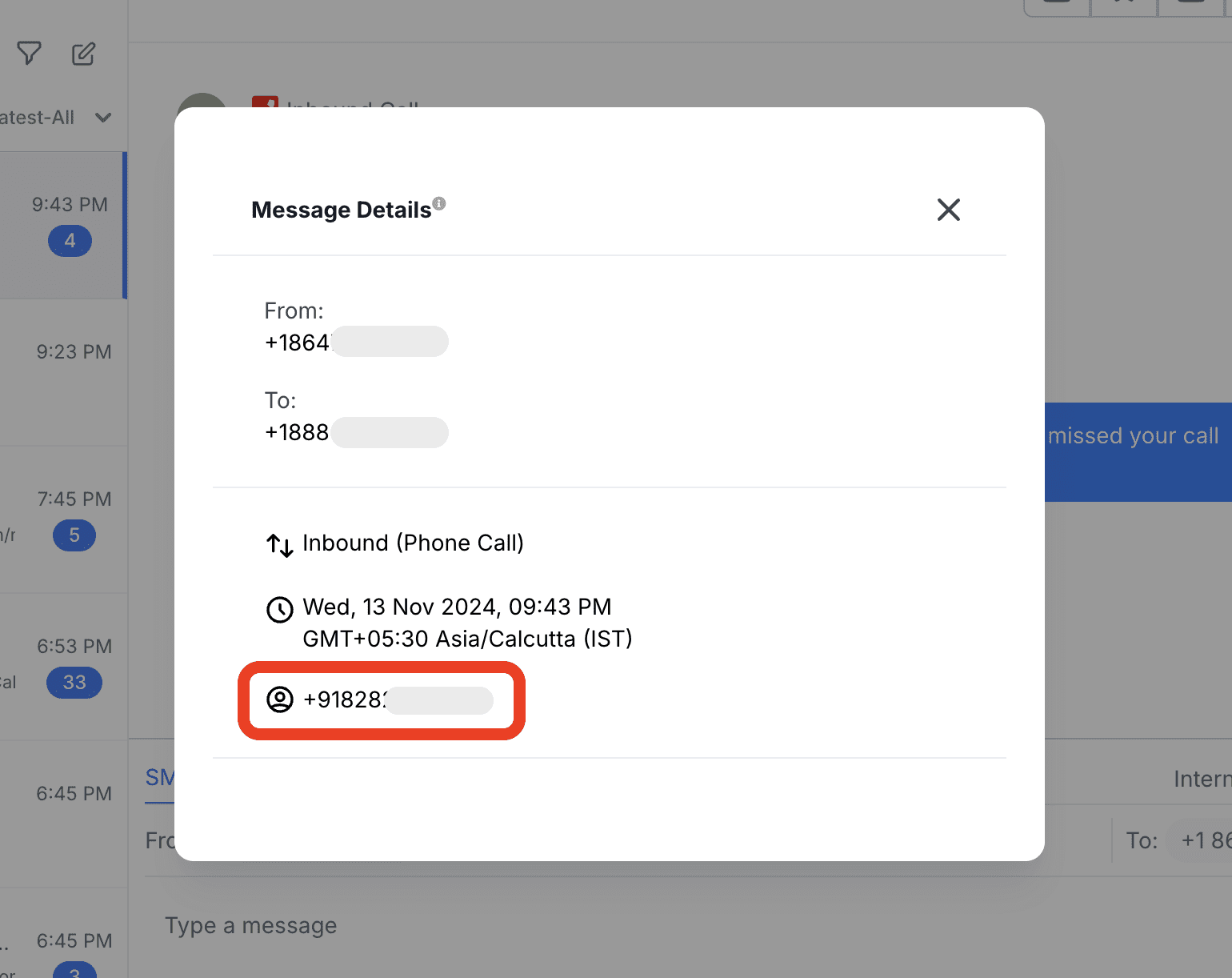 Answered by Forwarded Phone Number