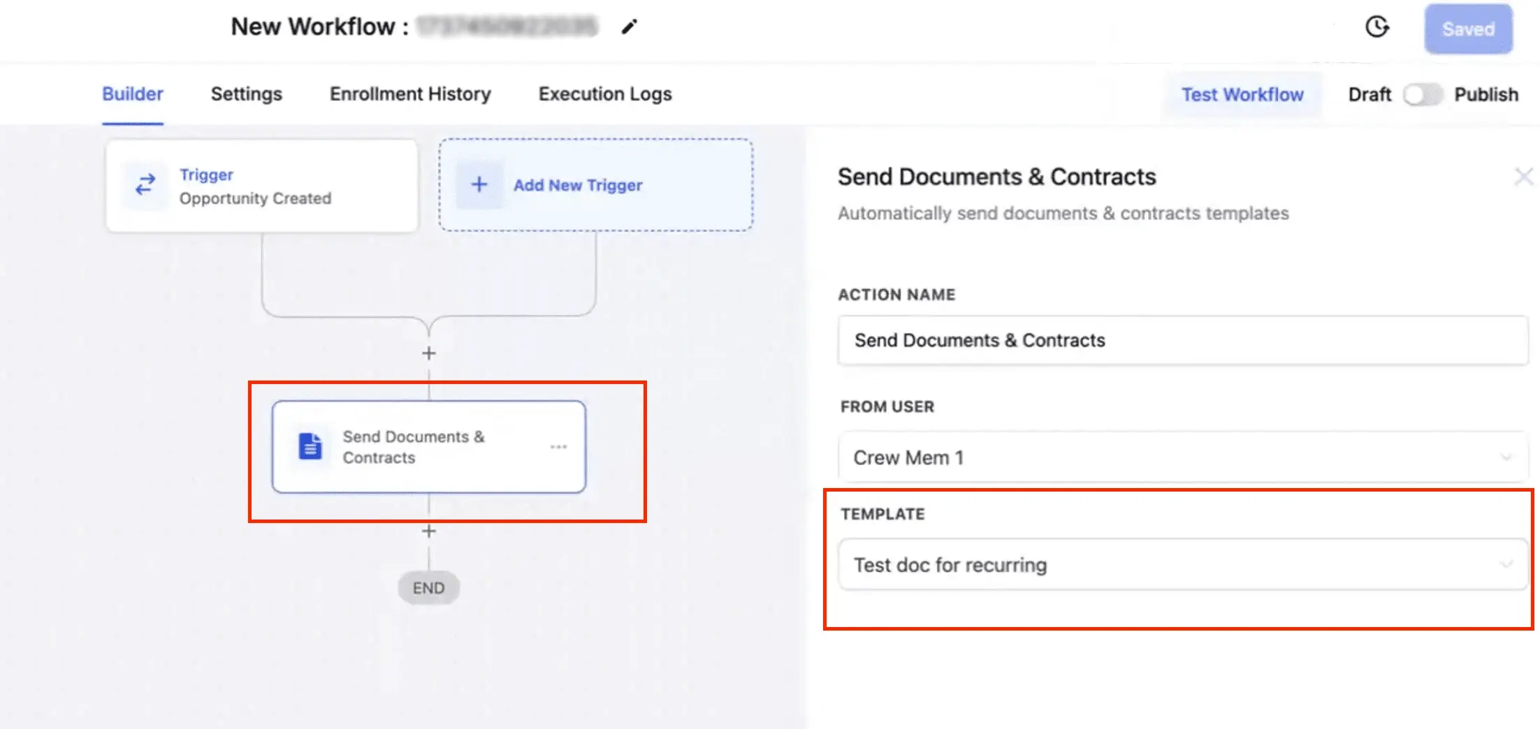Workflow triggers document with invoice