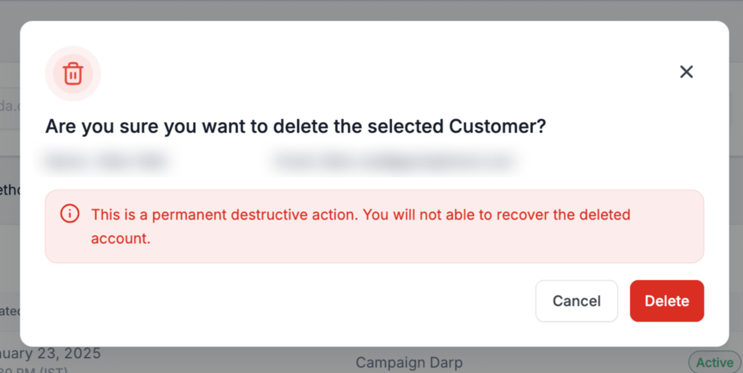 Customers Management Tab