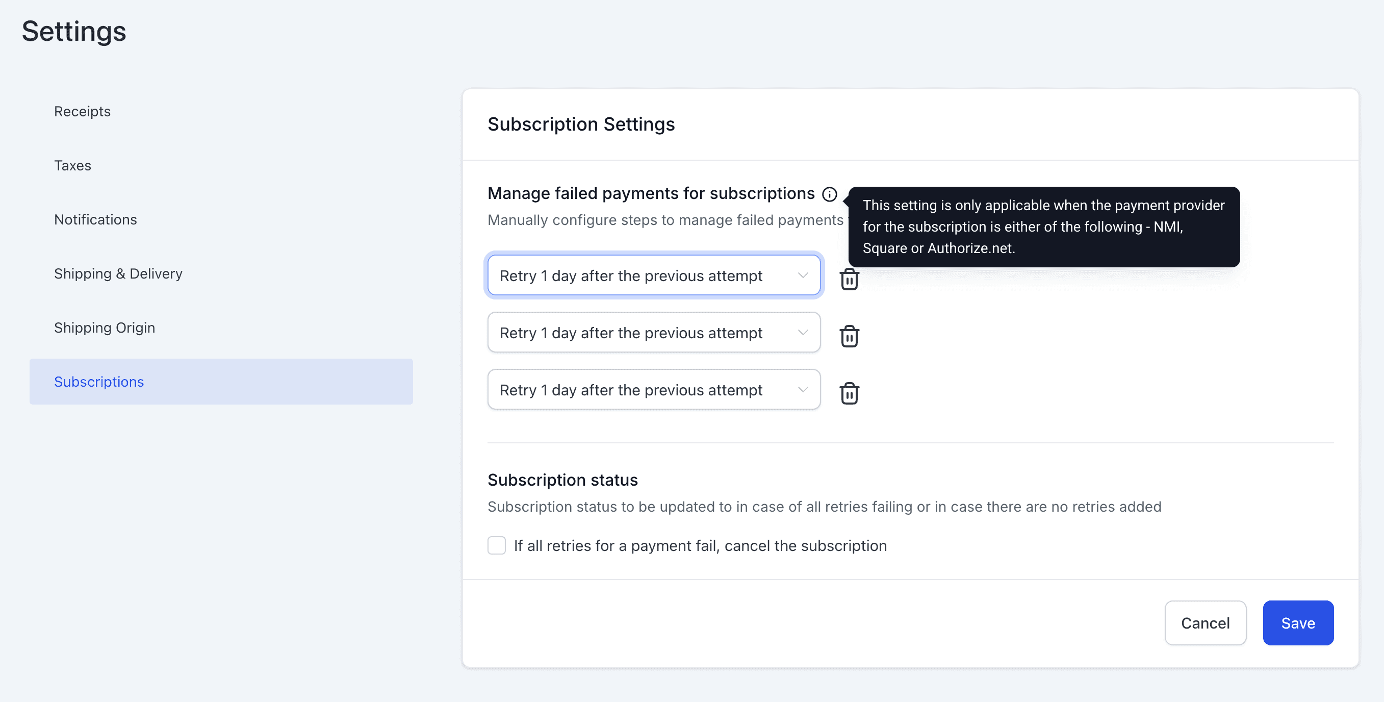 Configurable Retry Settings