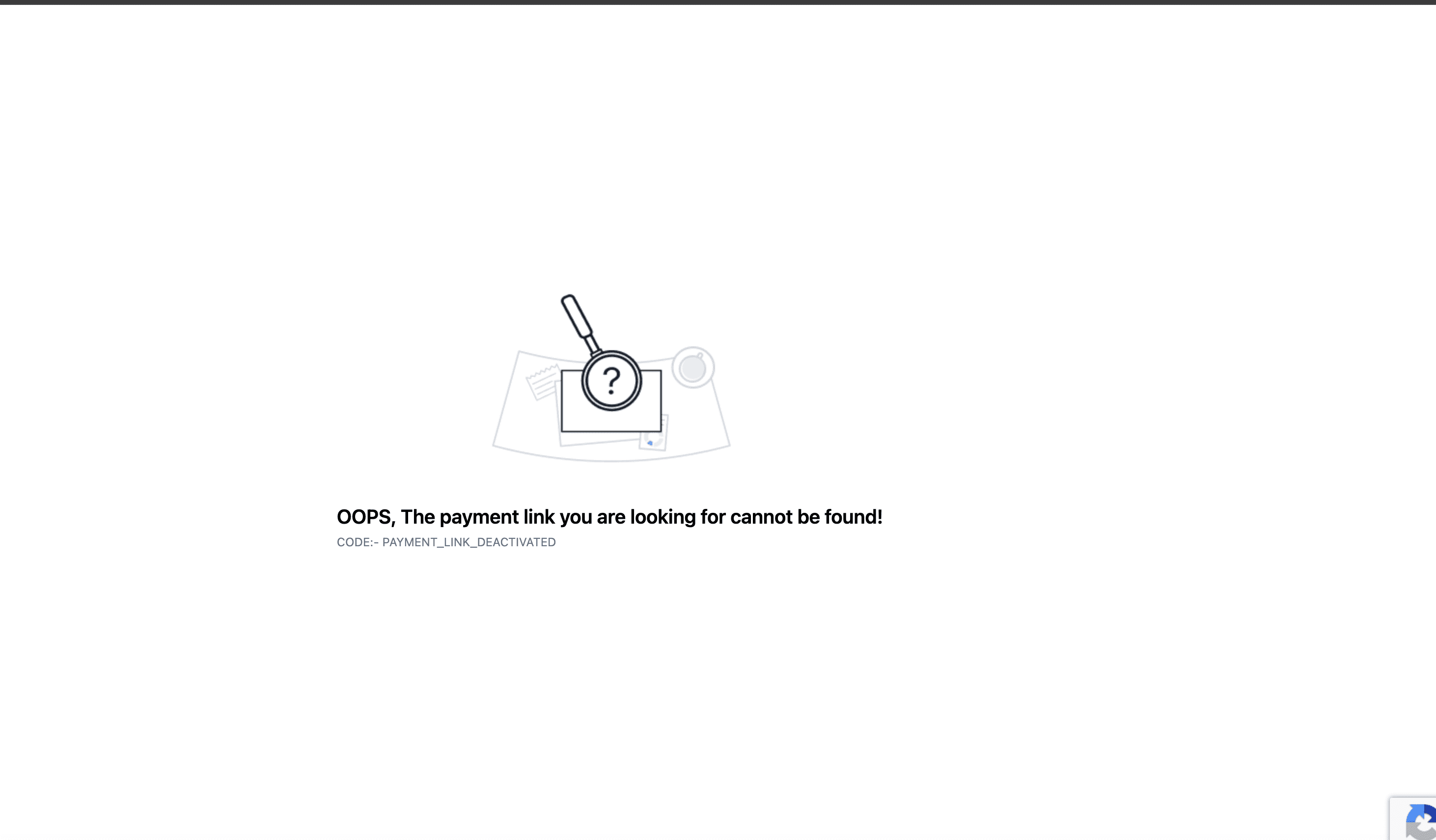 Error Page for Deactivated Link