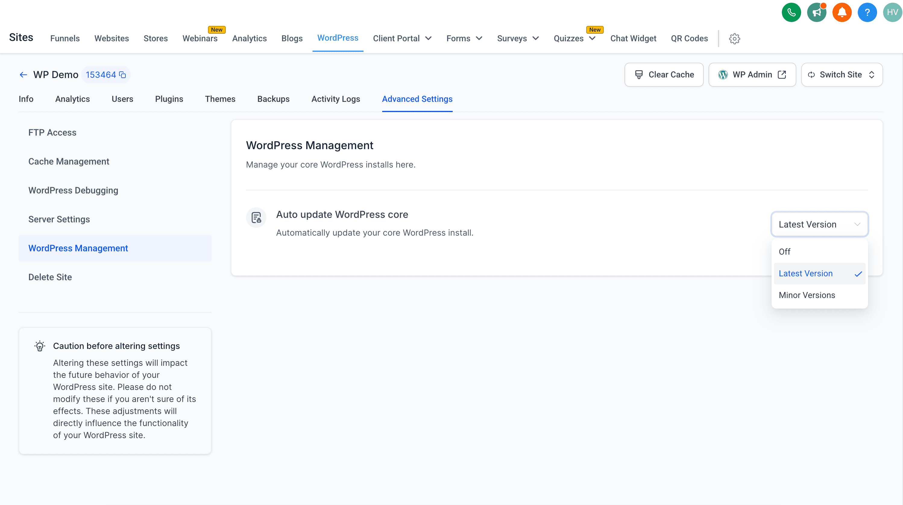 Core Update Preferences